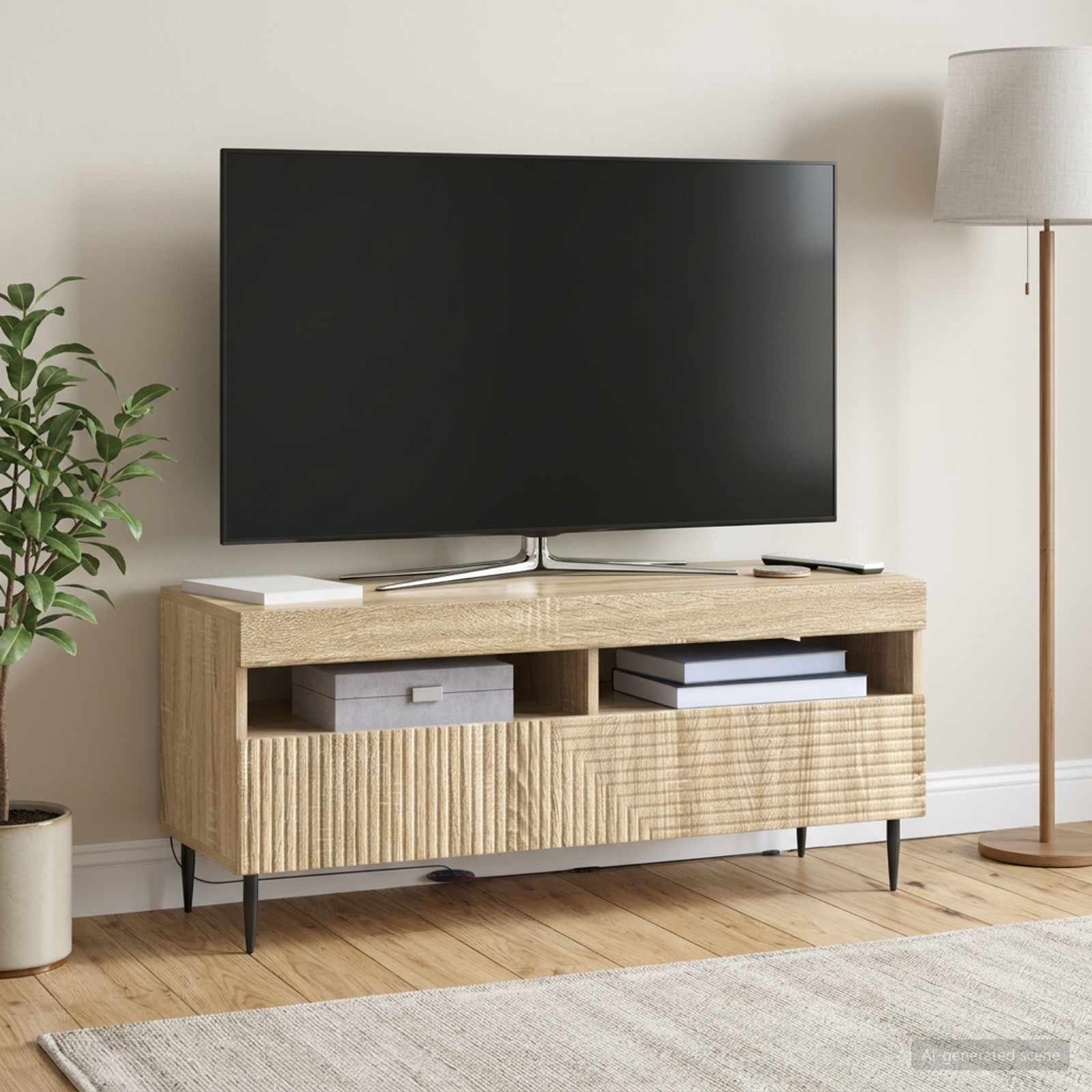 LED TV-kaappi Sonoma-tammi Tekninen puu