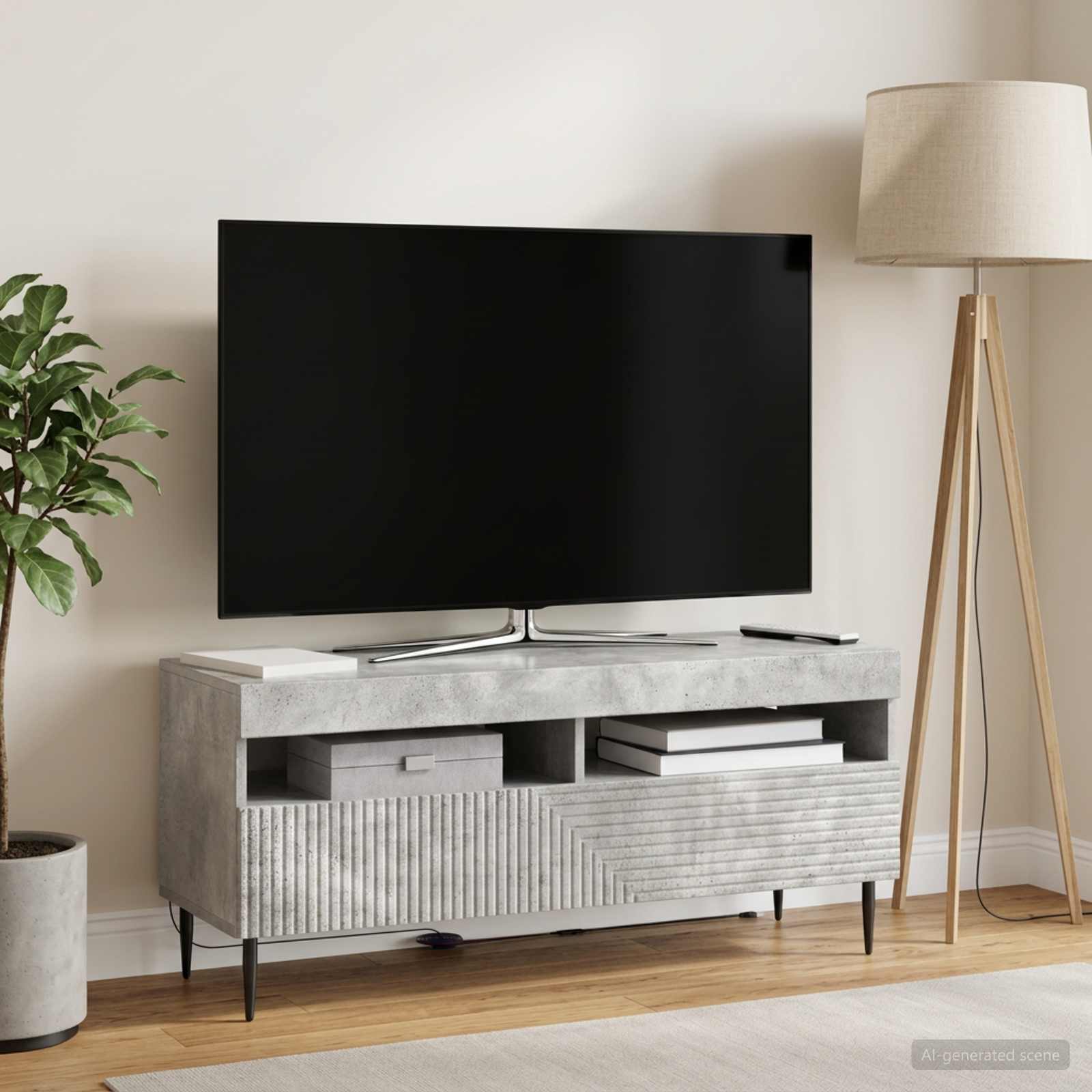 LED TV-kaappi HAARLEM 100 x 35 x 43 cm Betoninharmaa - Image 4