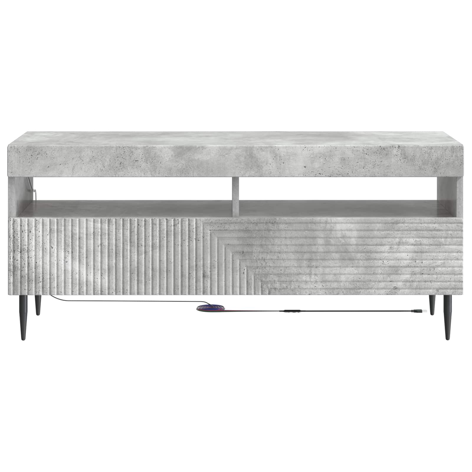 LED TV-kaappi Betoninharmaa Tekninen puu - Image 4