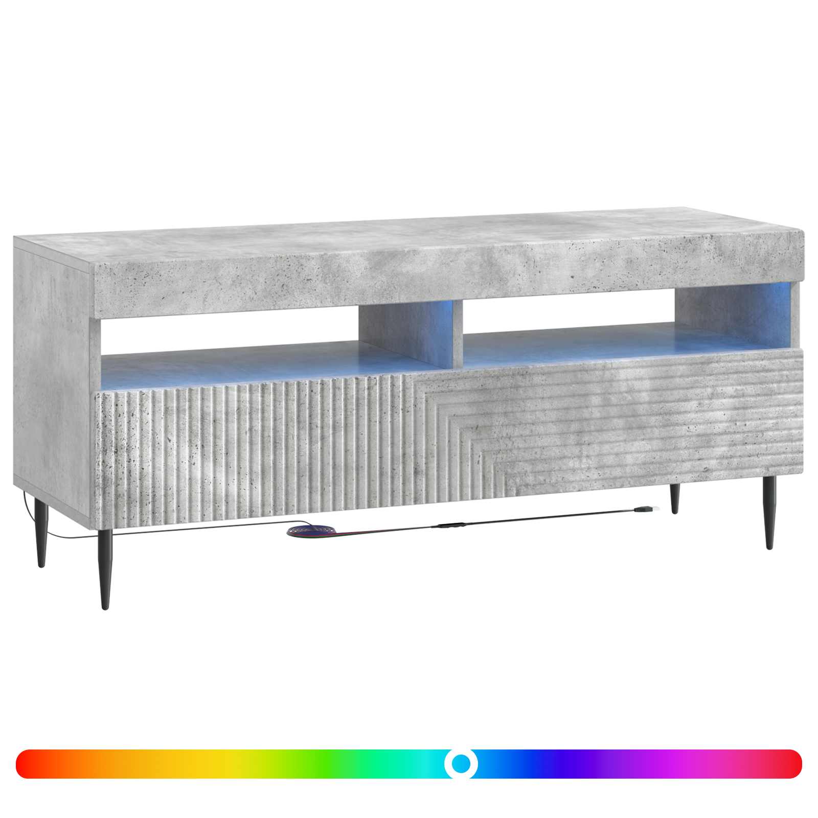 LED TV-kaappi Betoninharmaa Tekninen puu - Image 2