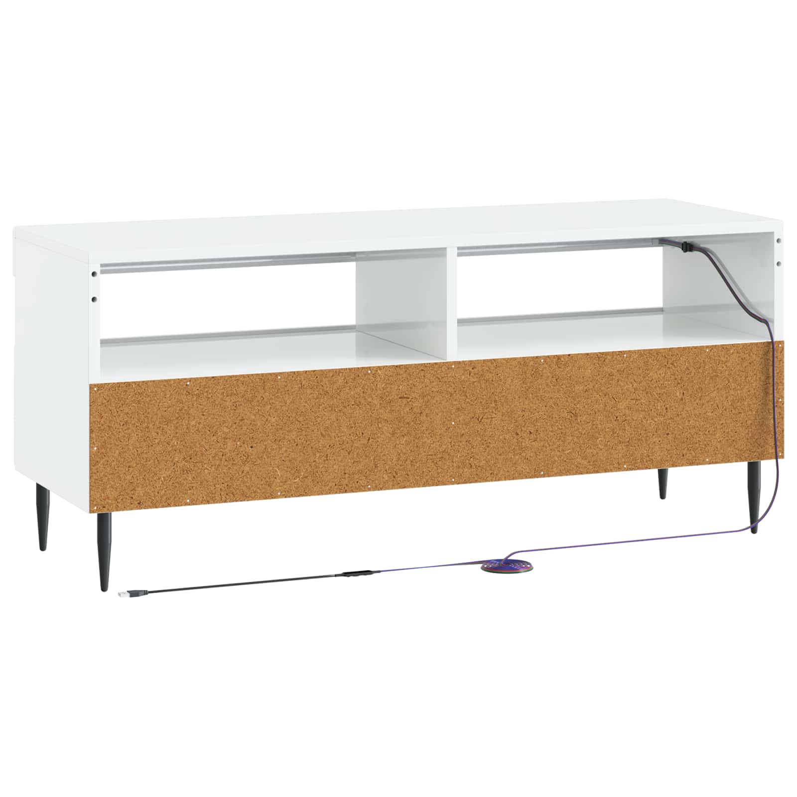 LED TV-kaappi Korkeakiiltoinen valkoinen Tekninen puu - Image 6