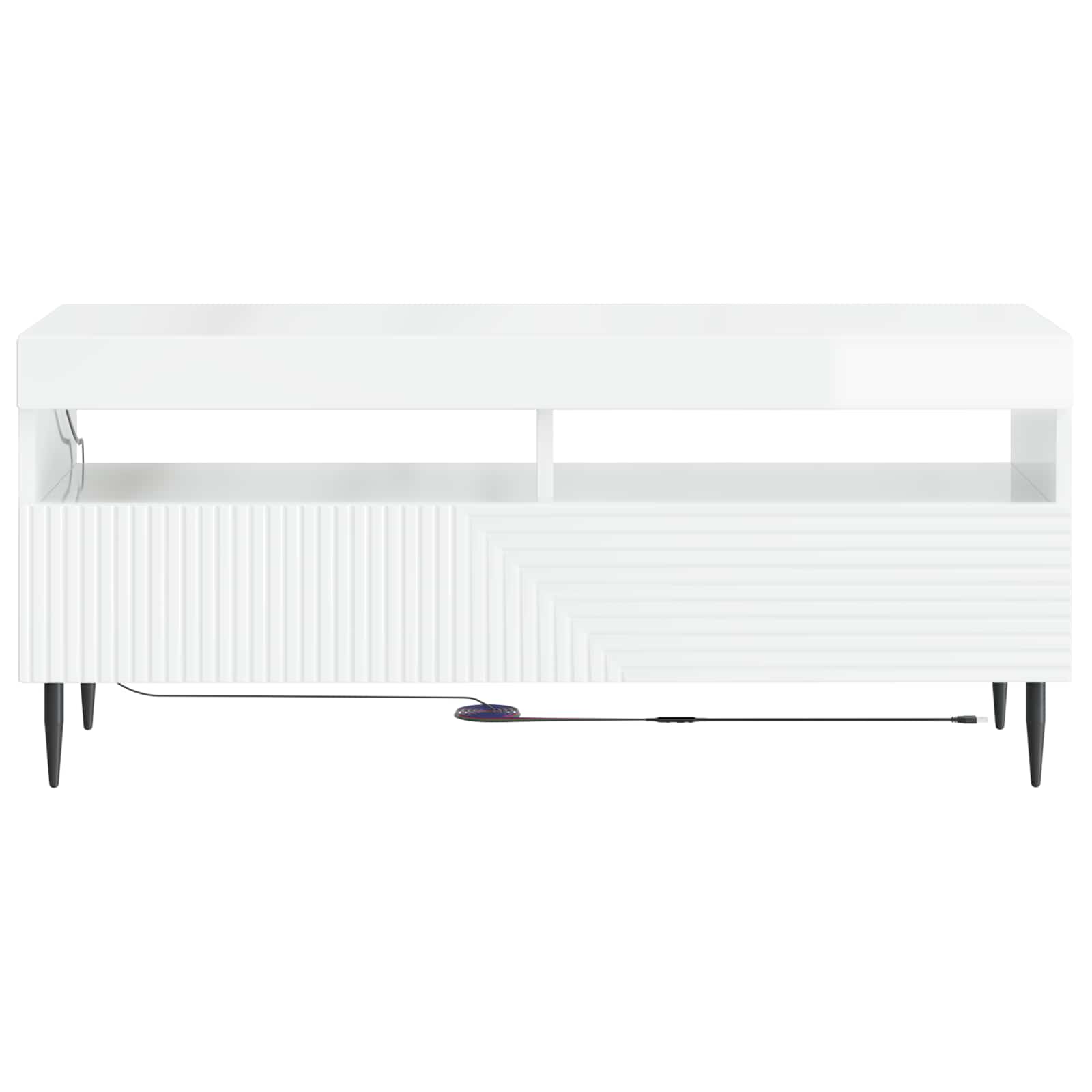 LED TV-kaappi Korkeakiiltoinen valkoinen Tekninen puu - Image 4