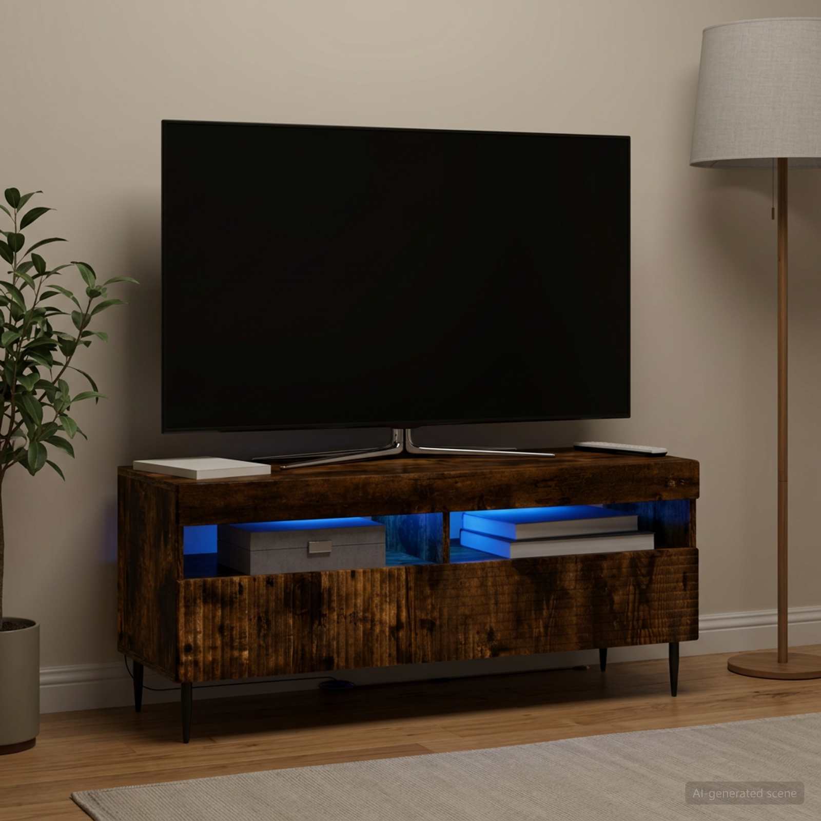 LED TV-kaappi HAARLEM 100 x 35 x 43 cm Savutammi Tekninen puu - Image 4