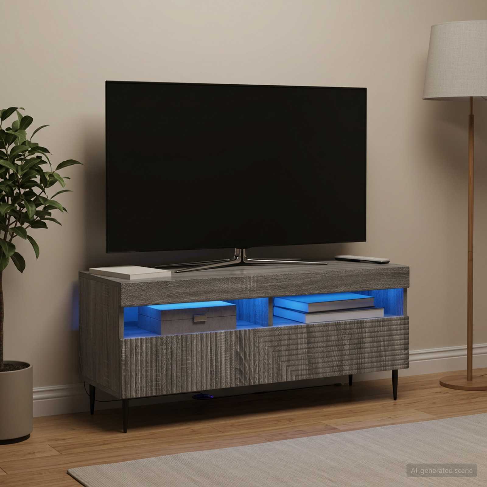 LED TV-kaappi HAARLEM 100 x 35 x 43 cm Harmaa Sonoma - Image 4