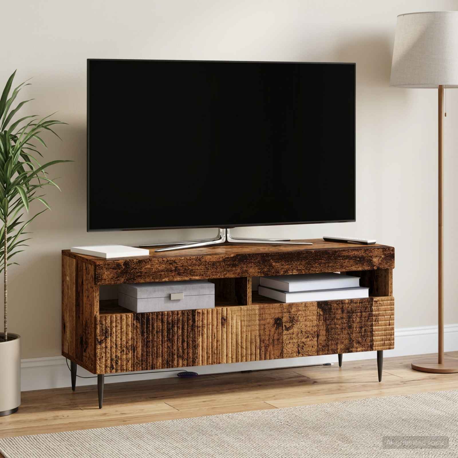 LED TV-kaappi Vanha puu Tekninen puu