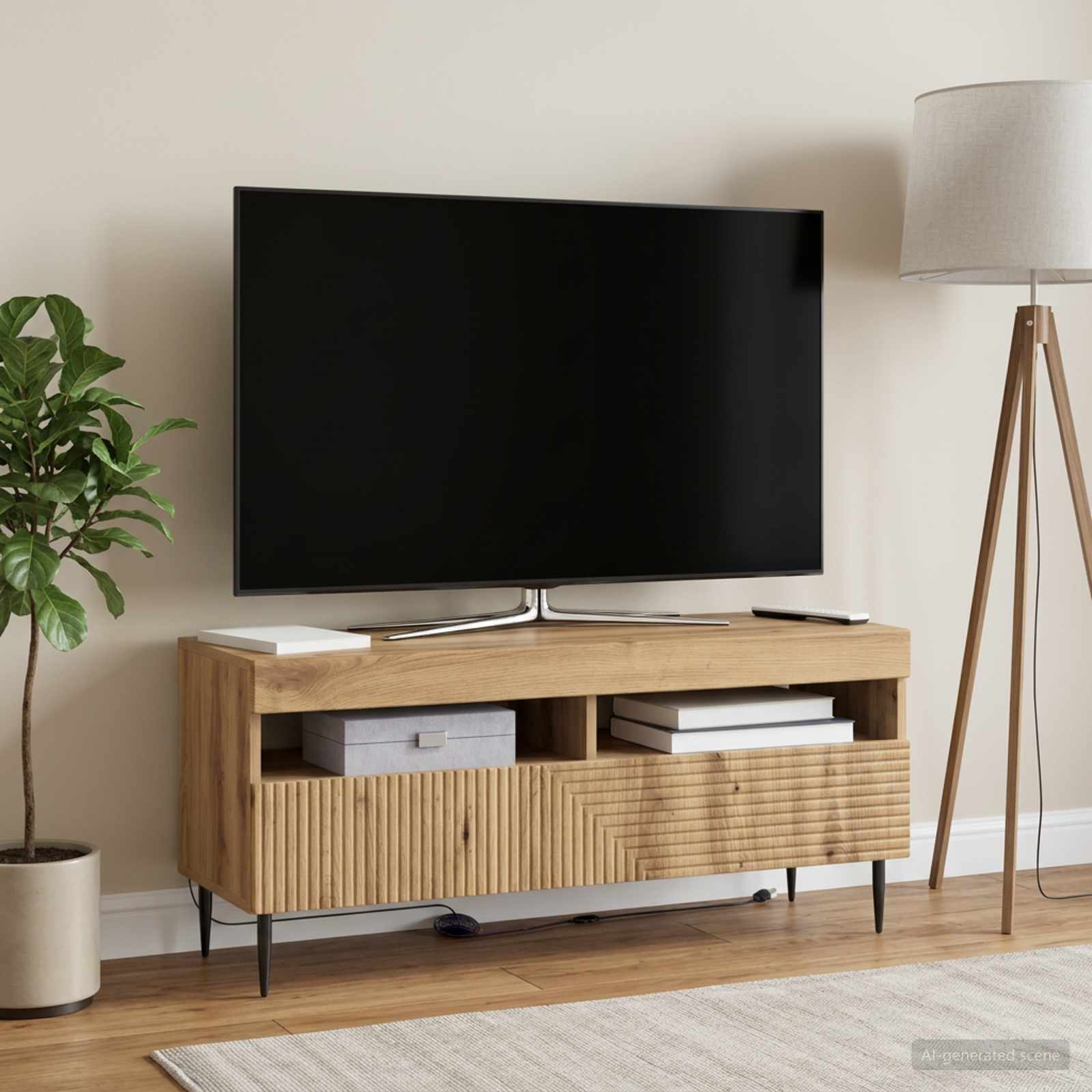 LED TV-kaappi Artisaanitammi Tekninen puu