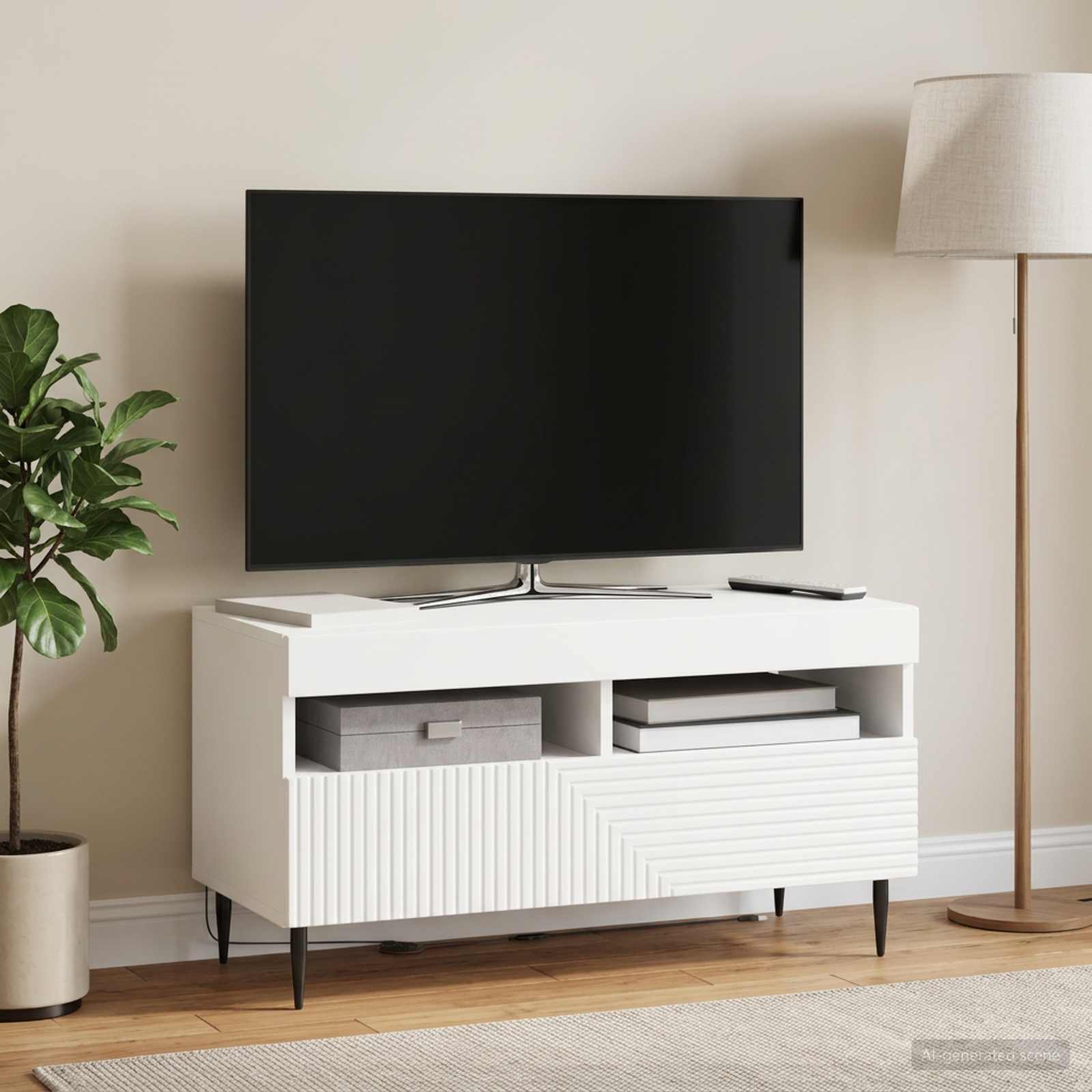 LED TV-kaappi valkoinen Tekninen puu