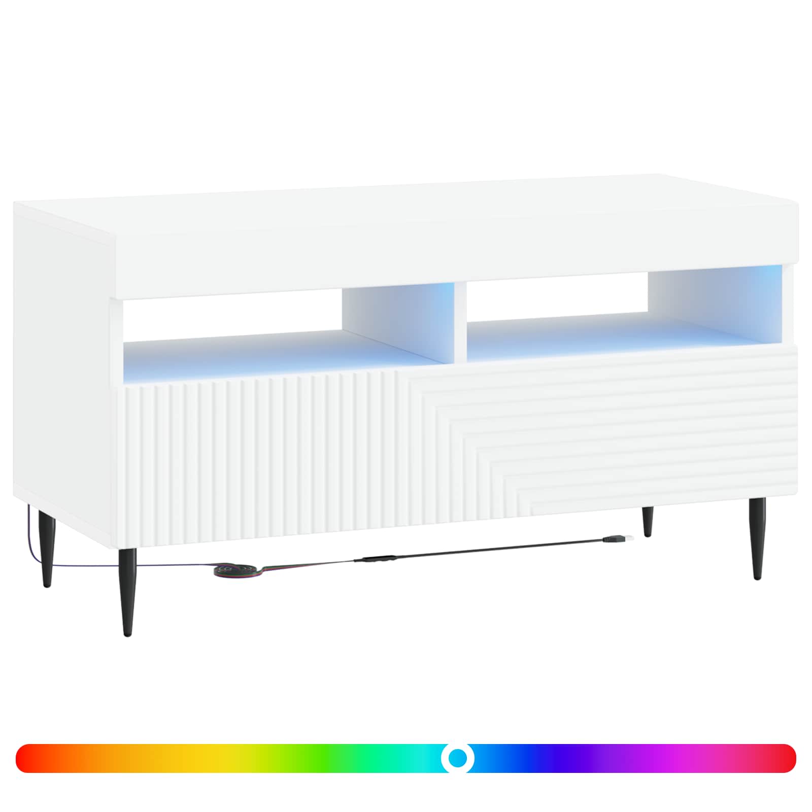 LED TV-kaappi valkoinen Tekninen puu - Image 2
