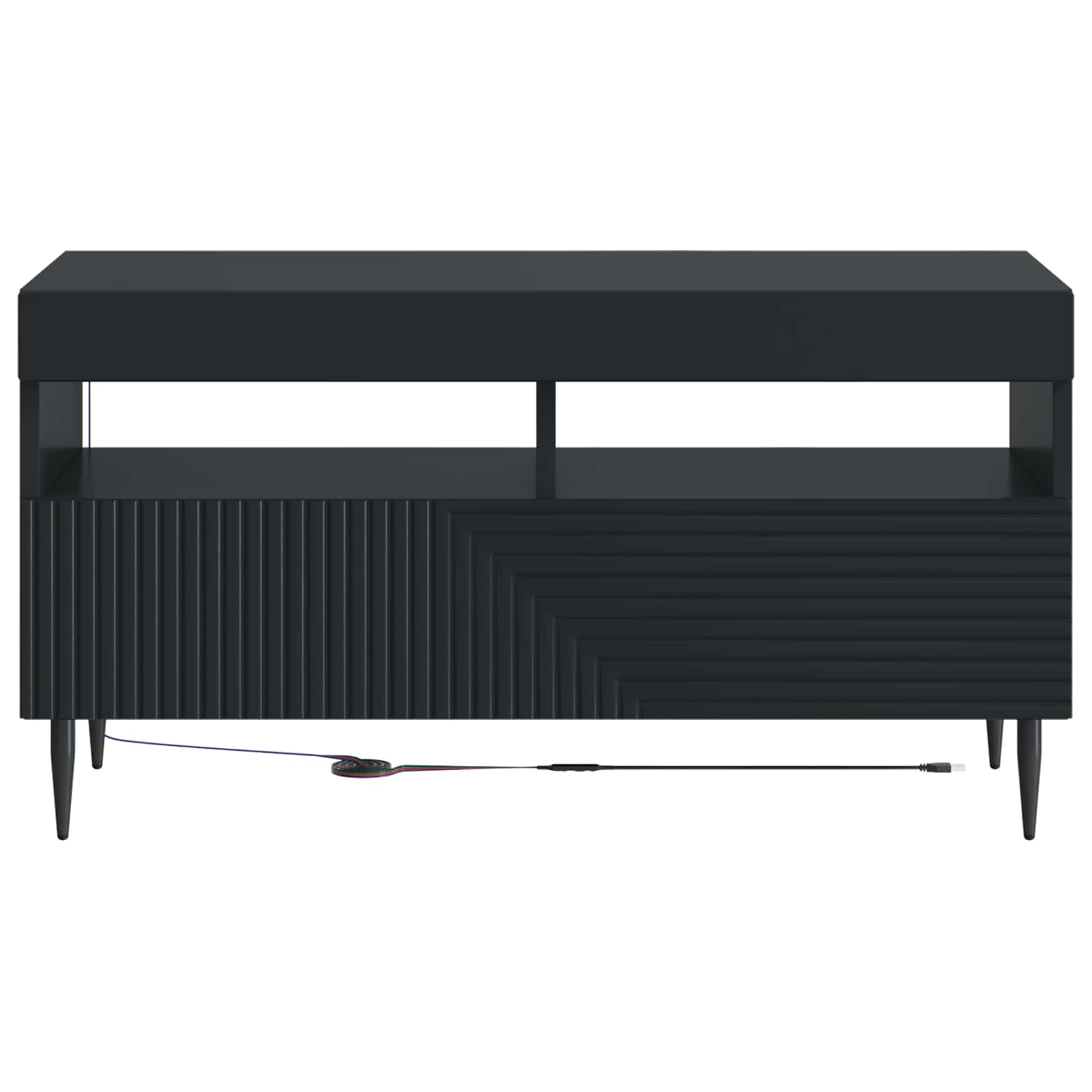 LED TV-kaappi Musta Tekninen puu - Image 4