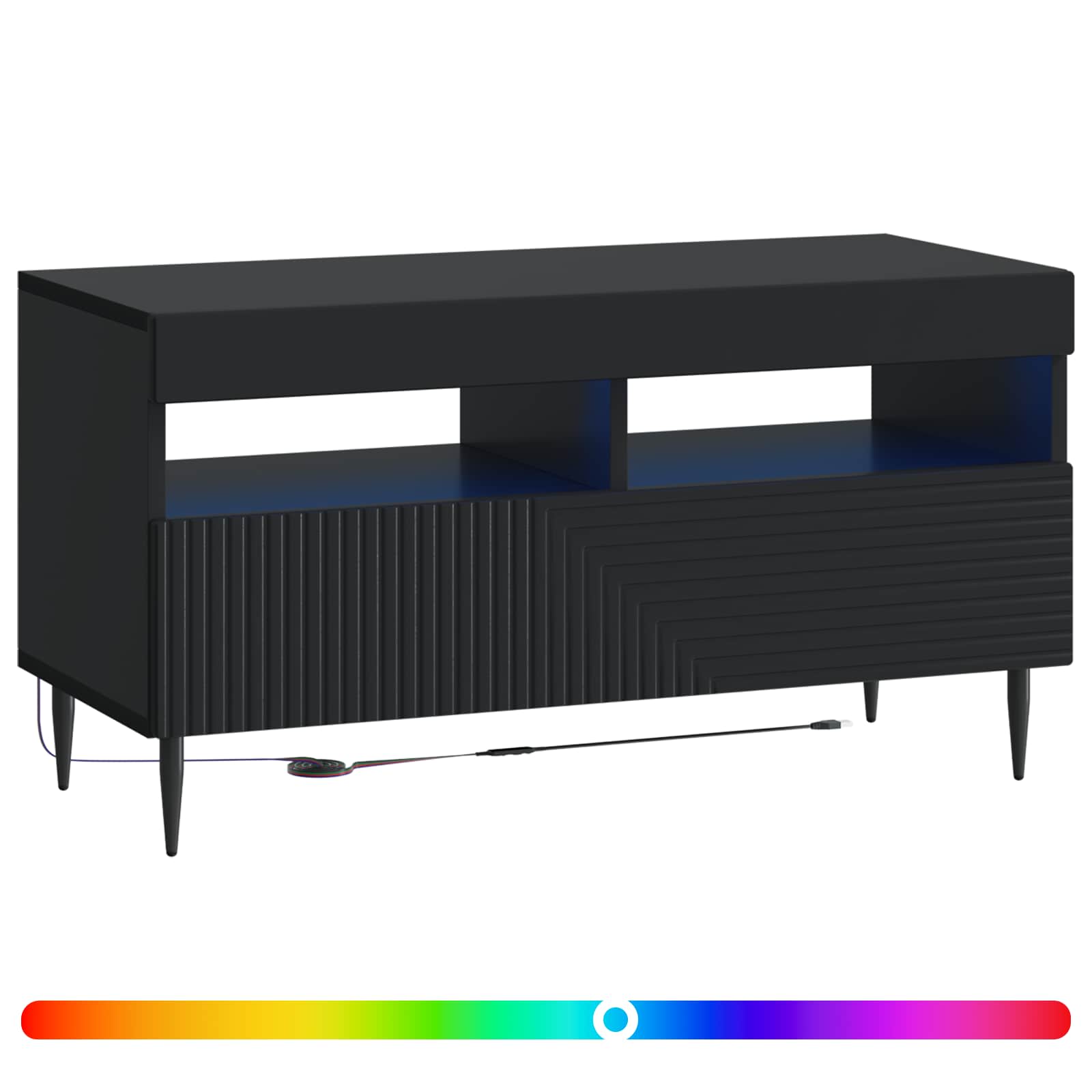 LED TV-kaappi Musta Tekninen puu - Image 2