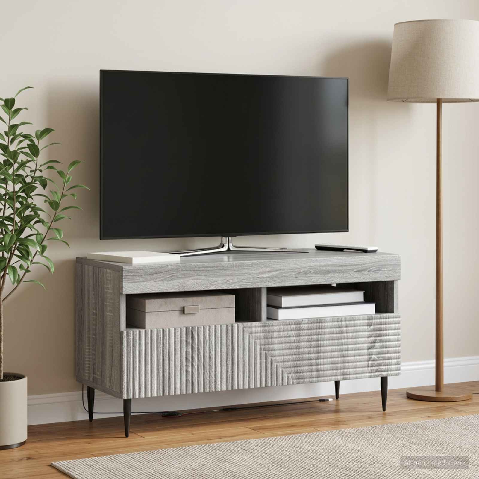LED TV-kaappi HAARLEM 81 x 35 x 43 cm Harmaa Sonoma - Image 4