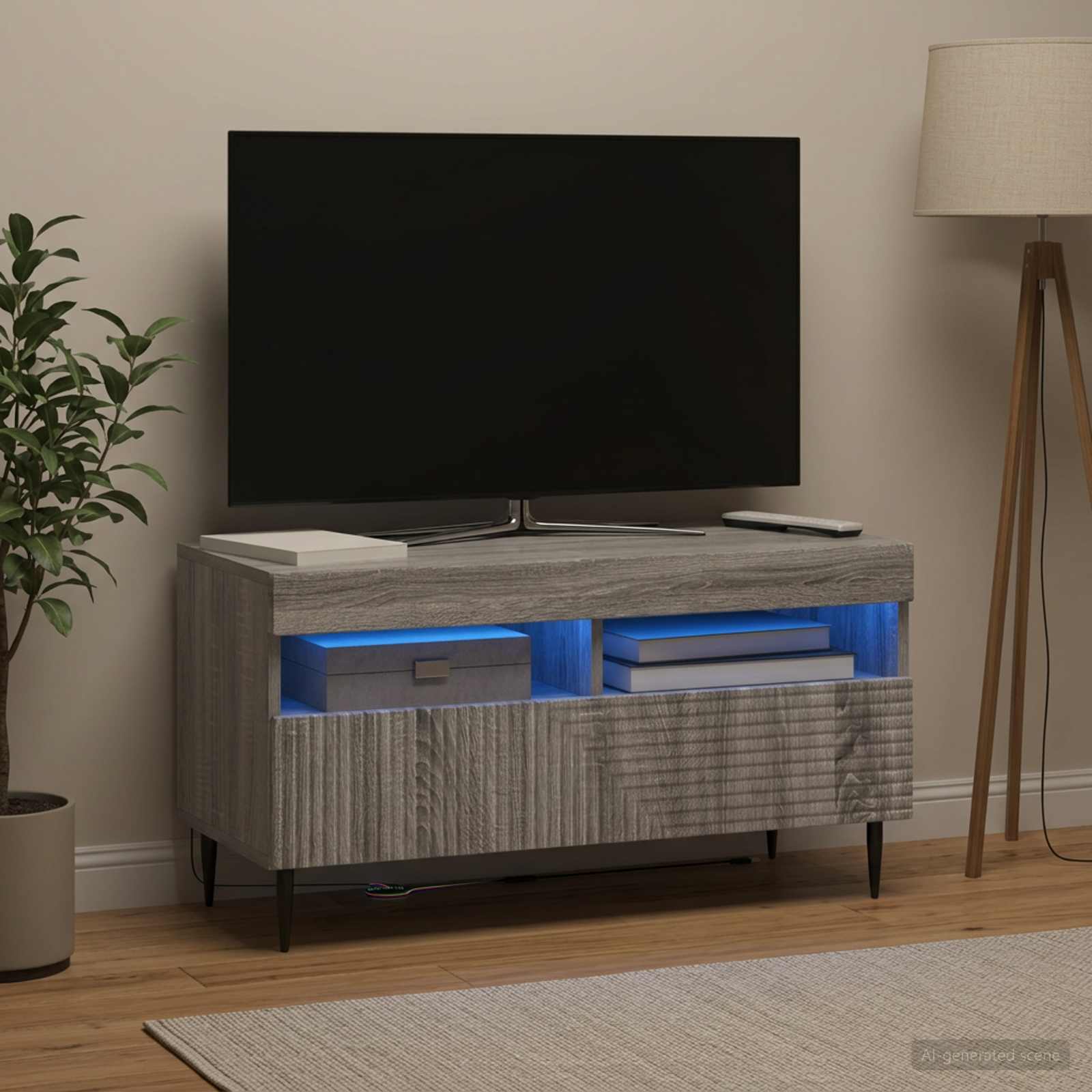 LED TV-kaappi Harmaa Sonoma Tekninen puu