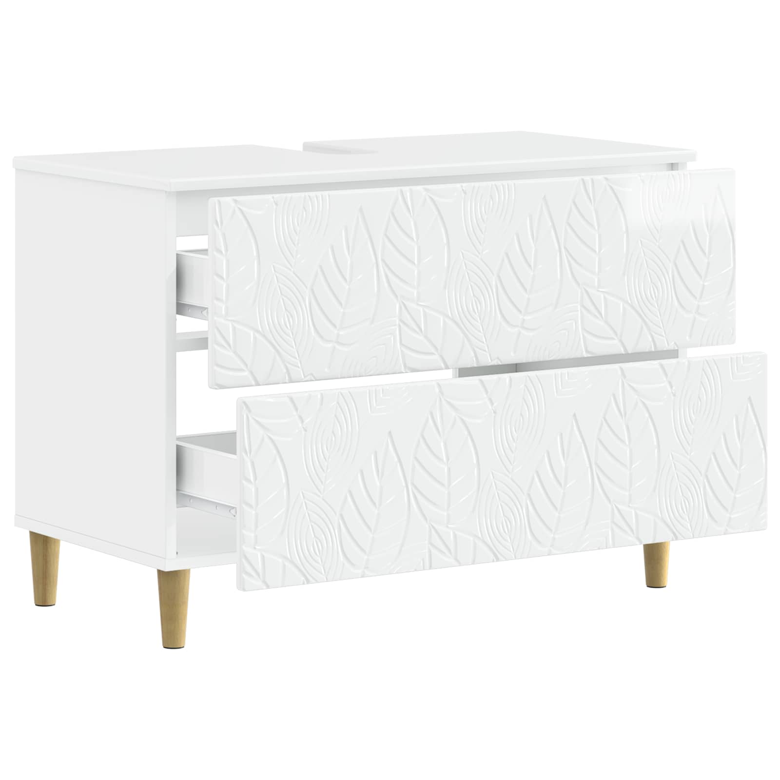 Шкаф за мивка в баня DELFT Бял гланц 82 x 41 x 59 см – снимка 2