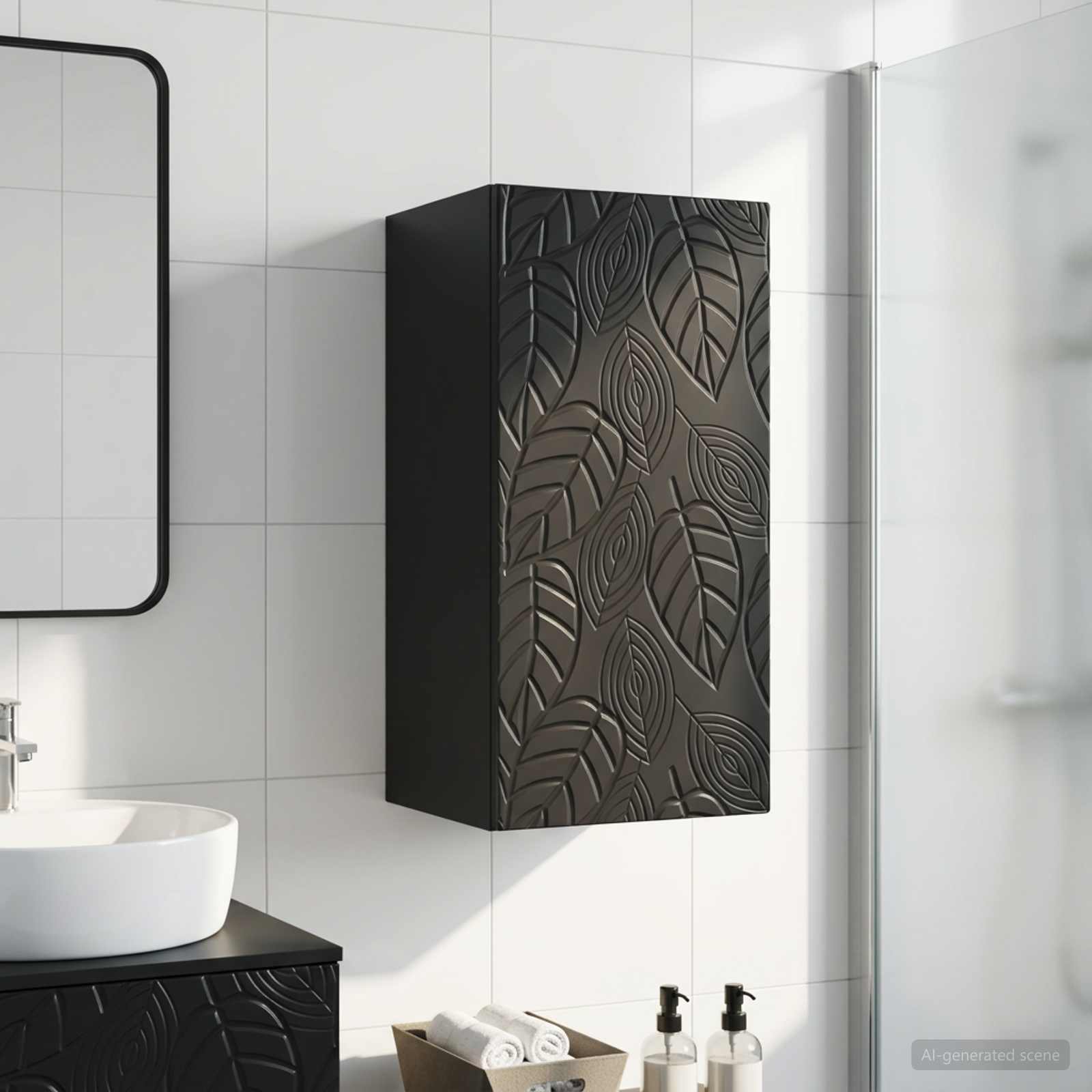 Armario de pared para baño DELFT Negro 30 x 31 x 59 cm