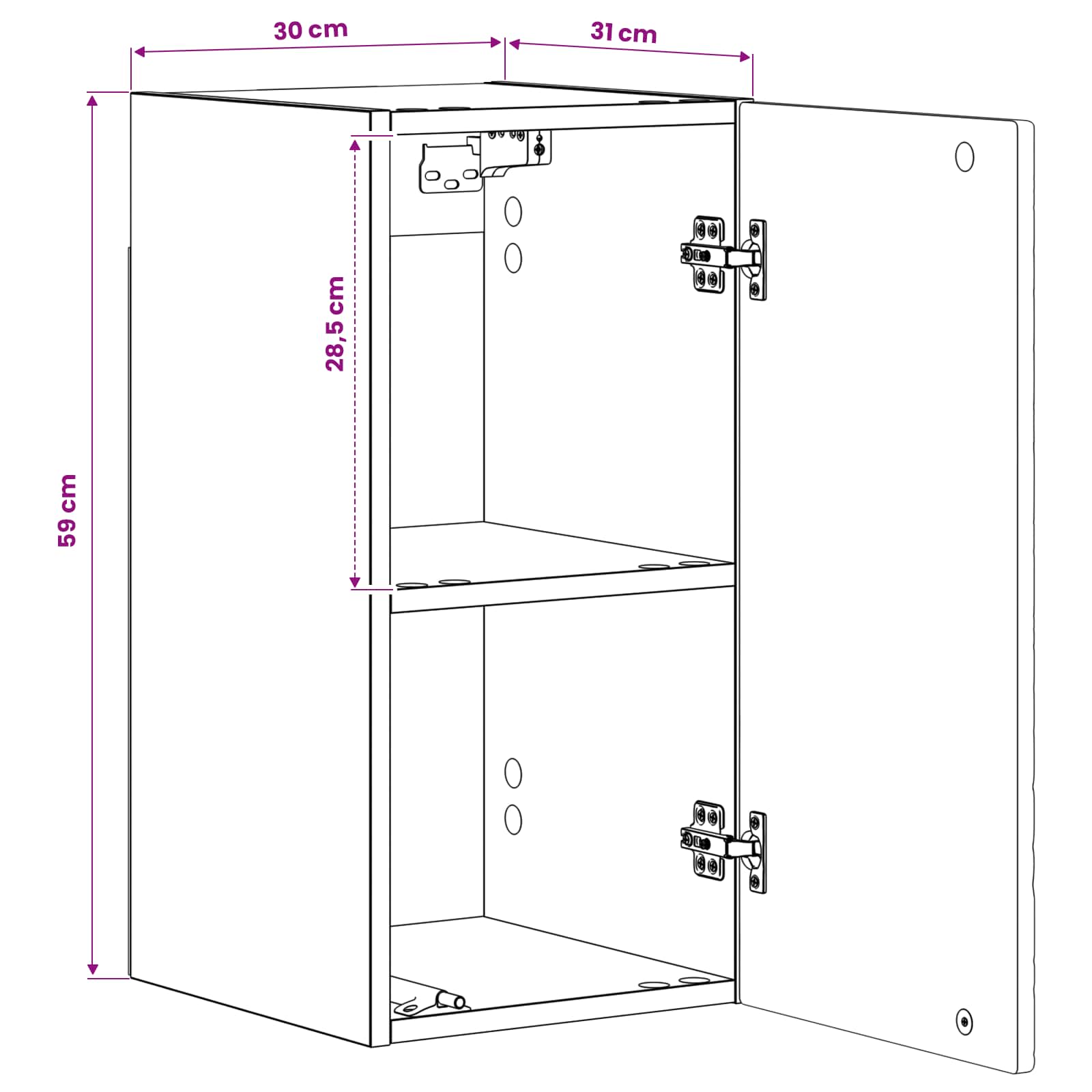 Armario de pared para baño DELFT Roble Sonoma 30 x 31 x 59 cm 9