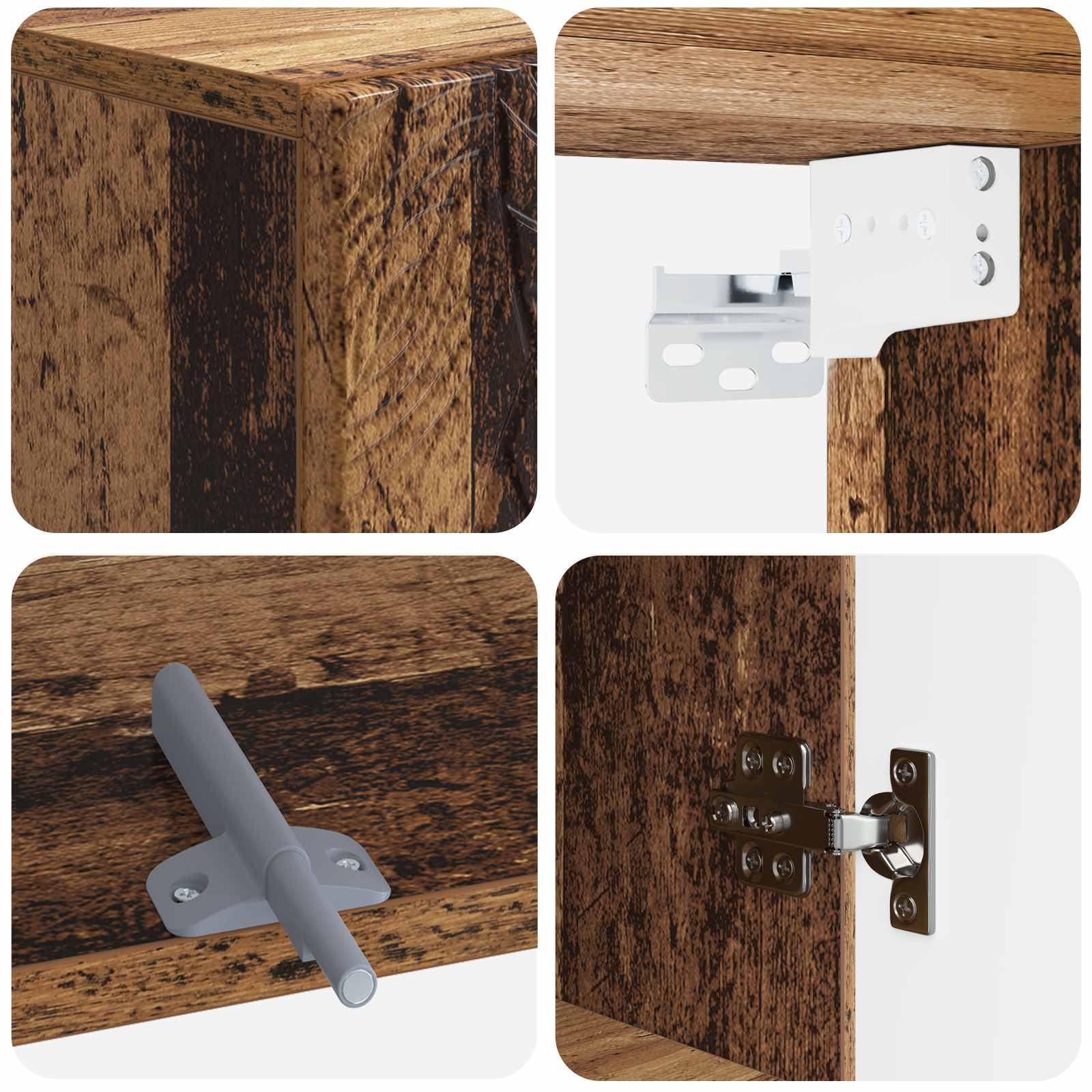 Armario de pared para baño DELFT Madera envejecida 7