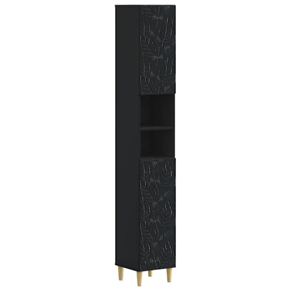 vidaXL Vannitoa kapp avatud riiuliga DELFT Must 30 x 31 x 190 cm
