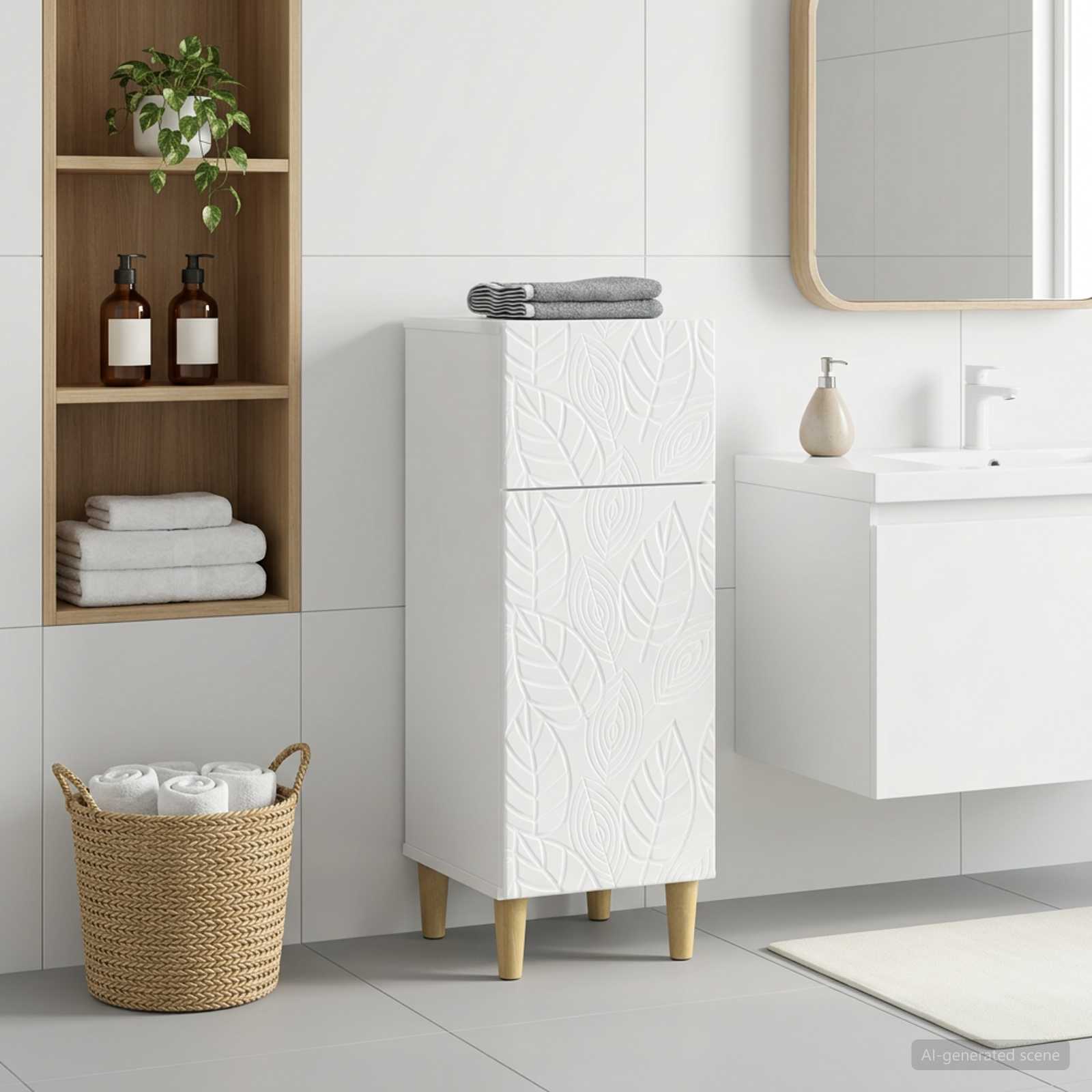 vidaXL Badkamer Opbergkast DELFT Hoogglans Wit 30 x 31 x 80 cm