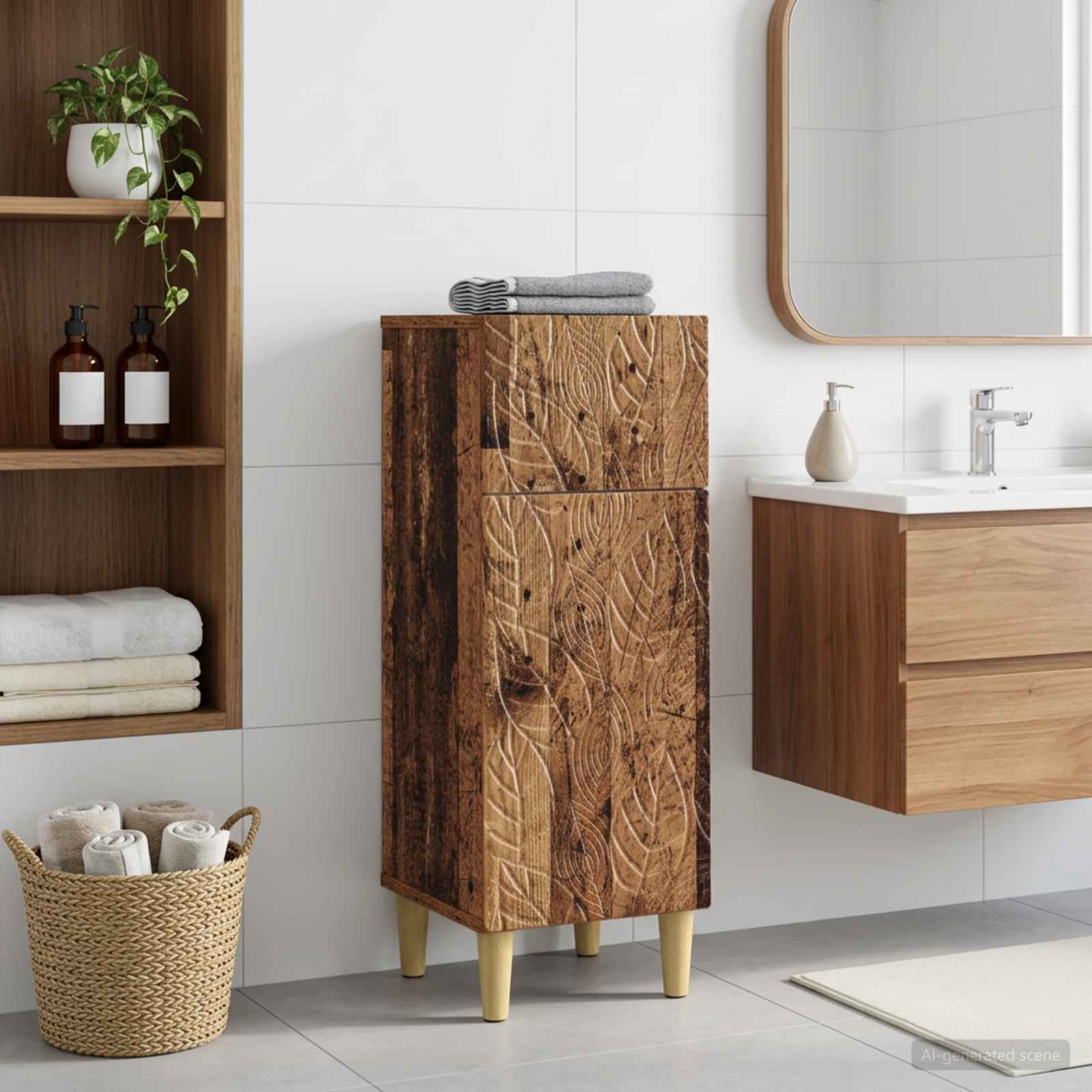 Armario de Almacenamiento para Baño DELFT Madera envejecida