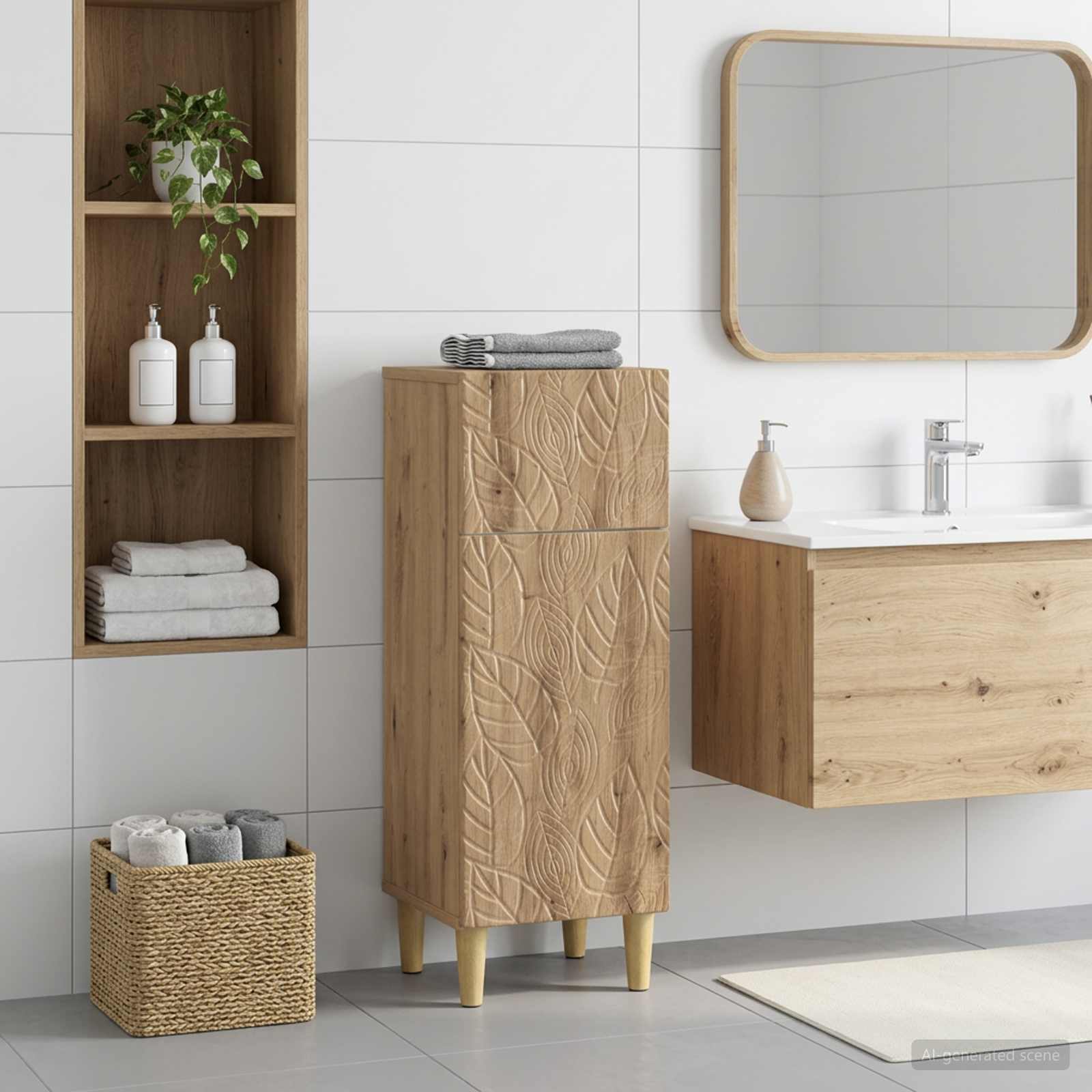 vidaXL Badkamer Opbergkast DELFT Artisanaal eiken 30 x 31 x 80 cm