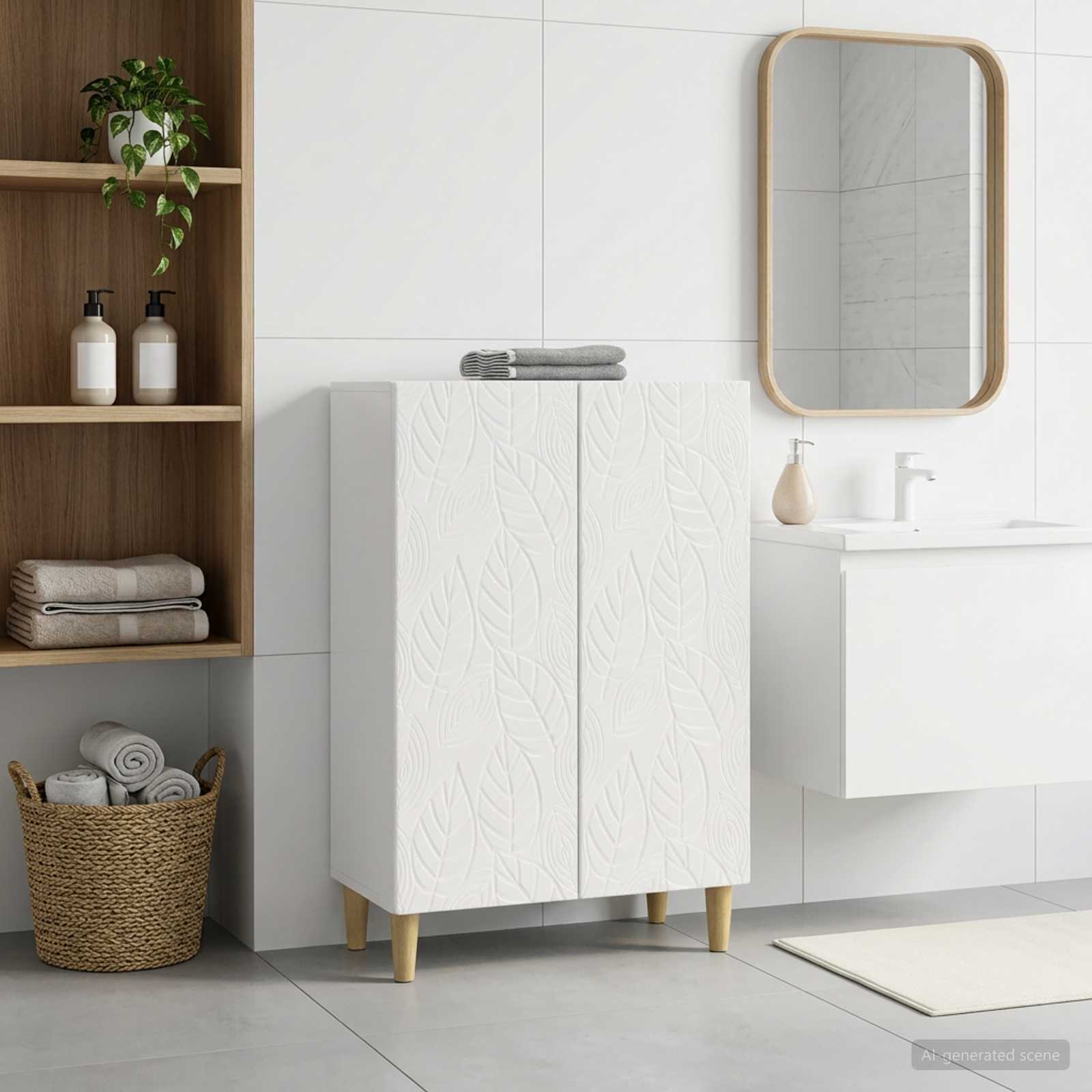 vidaXL Badkamer Opbergkast DELFT Hoogglans Wit 59,5 x 31 x 80 cm