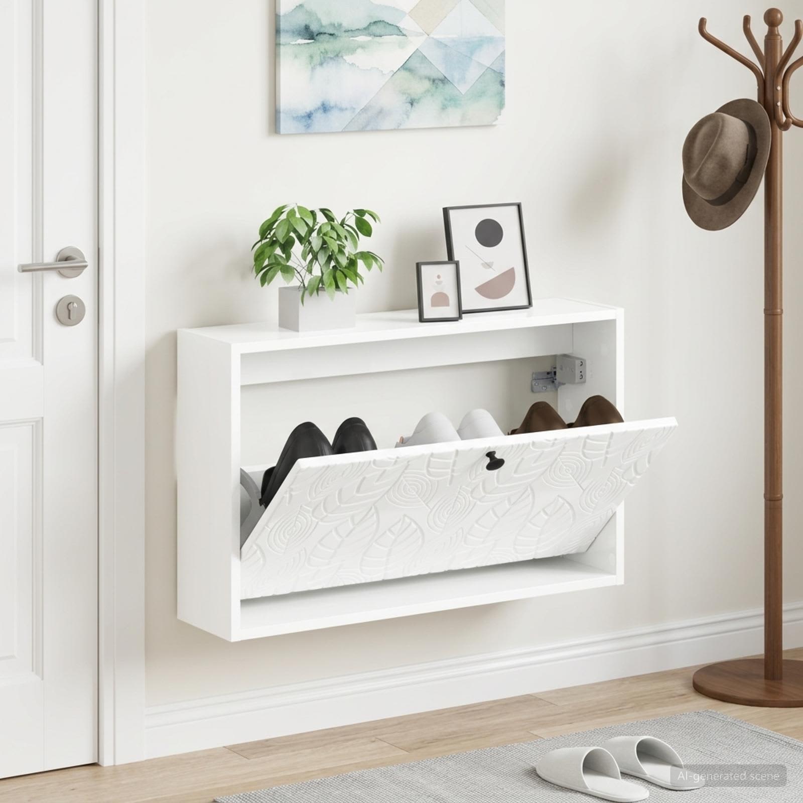 vidaXL Wandgemonteerde Schoenkast DELFT 71 x 17 x 43 cm Bewerkt hout