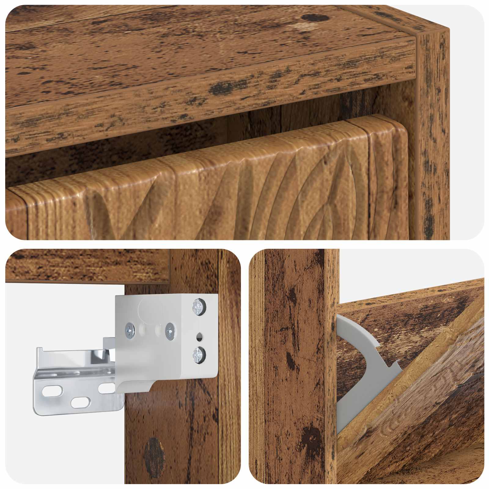 Wandgemonteerde Schoenkast DELFT 71 x 17 x 43 cm Bewerkt hout image 6