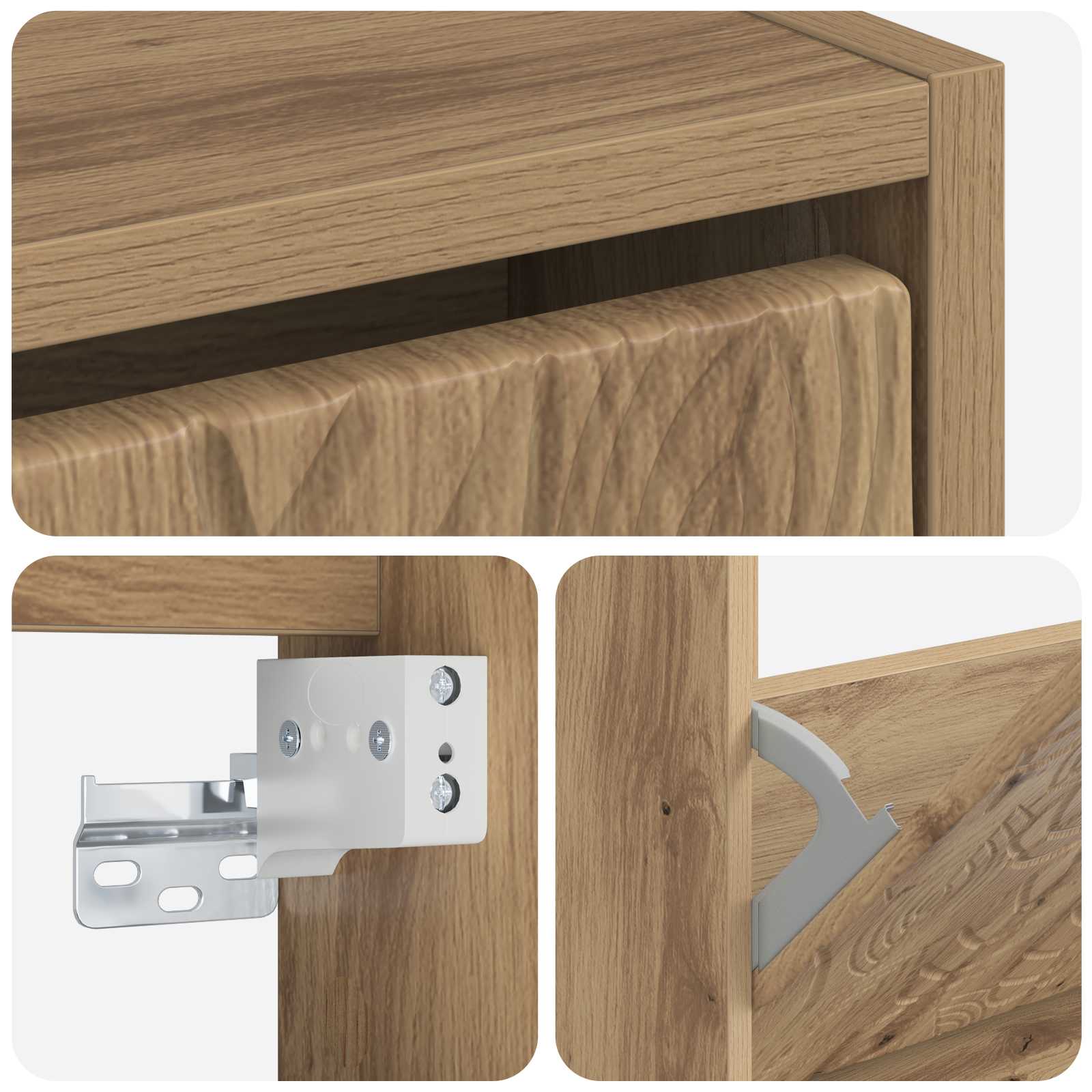 Wandgemonteerde Schoenkast DELFT 71 x 17 x 43 cm Bewerkt hout image 6