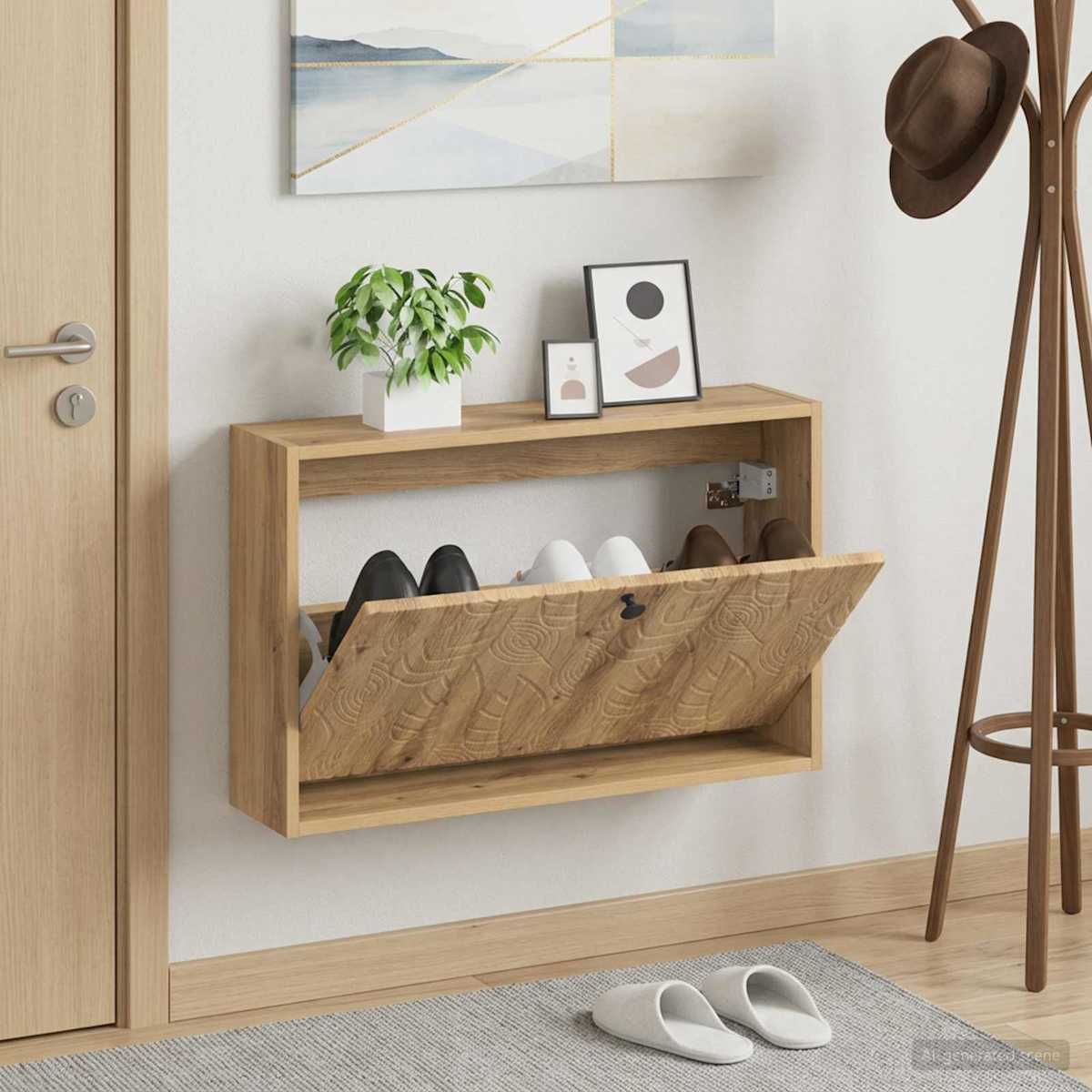 Vægmonteret Skoskab DELFT 71 x 17 x 43 cm Konstrueret træ
