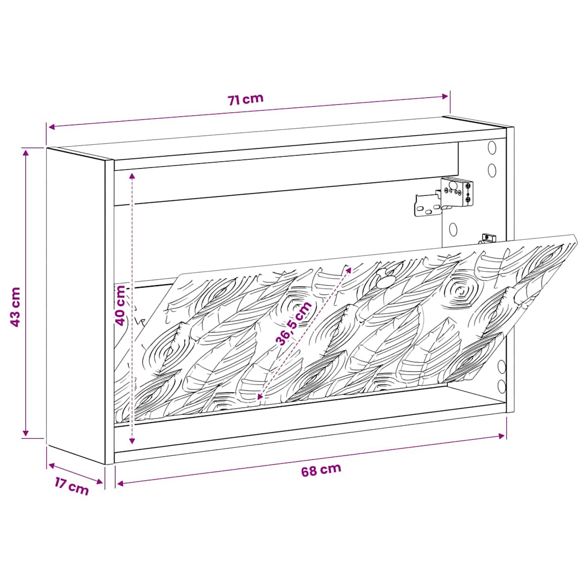 Vægmonteret Skoskab DELFT 71 x 17 x 43 cm Konstrueret træ - Billede 9