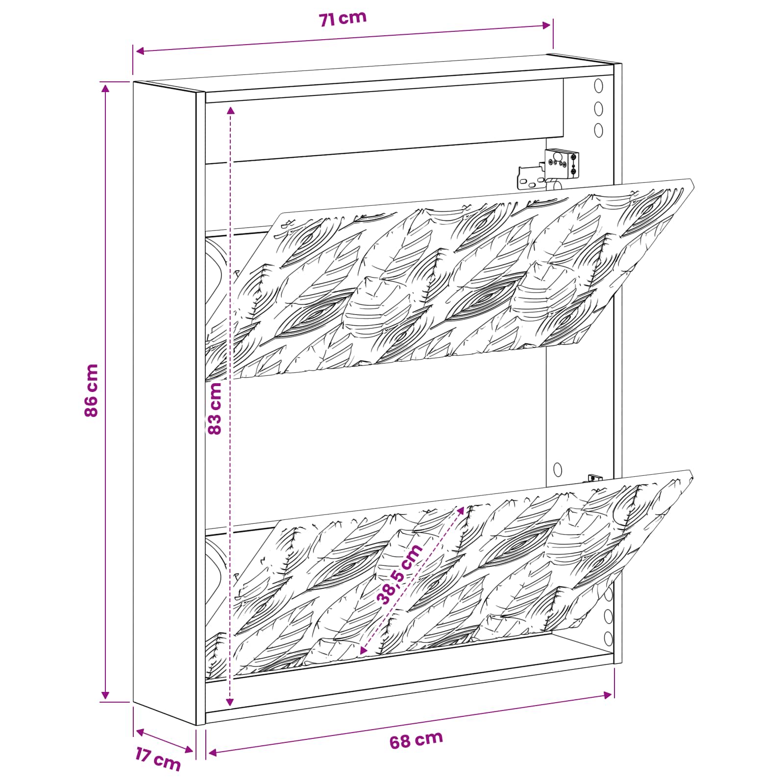 Wall Mounted Shoe Cabinet DELFT size guide