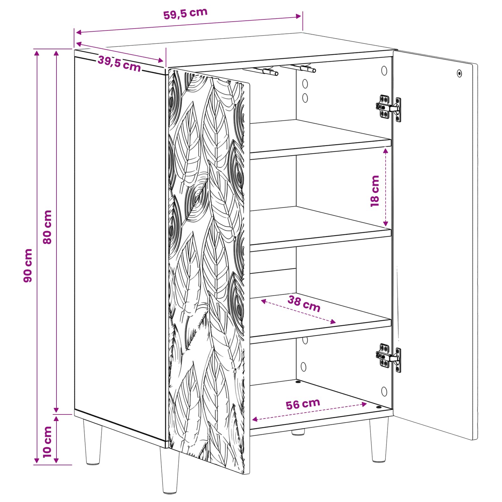 Shoe Cabinet DELFT size guide