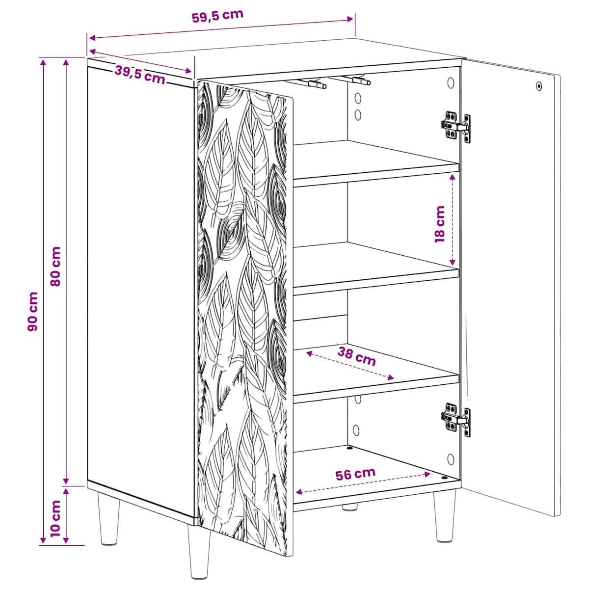 Sko skab DELFT 59,5 x 39,5 x 90 cm Konstrueret træ - Billede 9