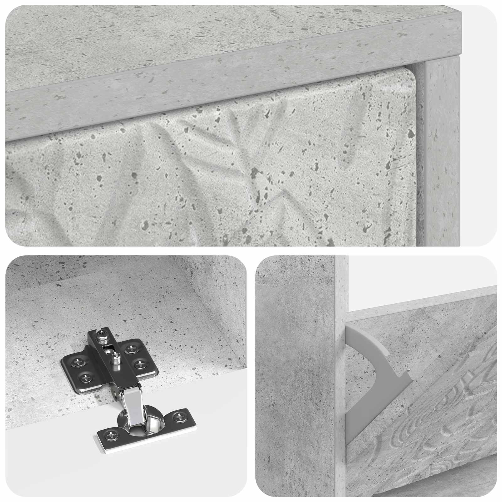 Schoenenkast DELFT 78 x 24 x 103 cm Bewerkt hout Betongrijs image 6