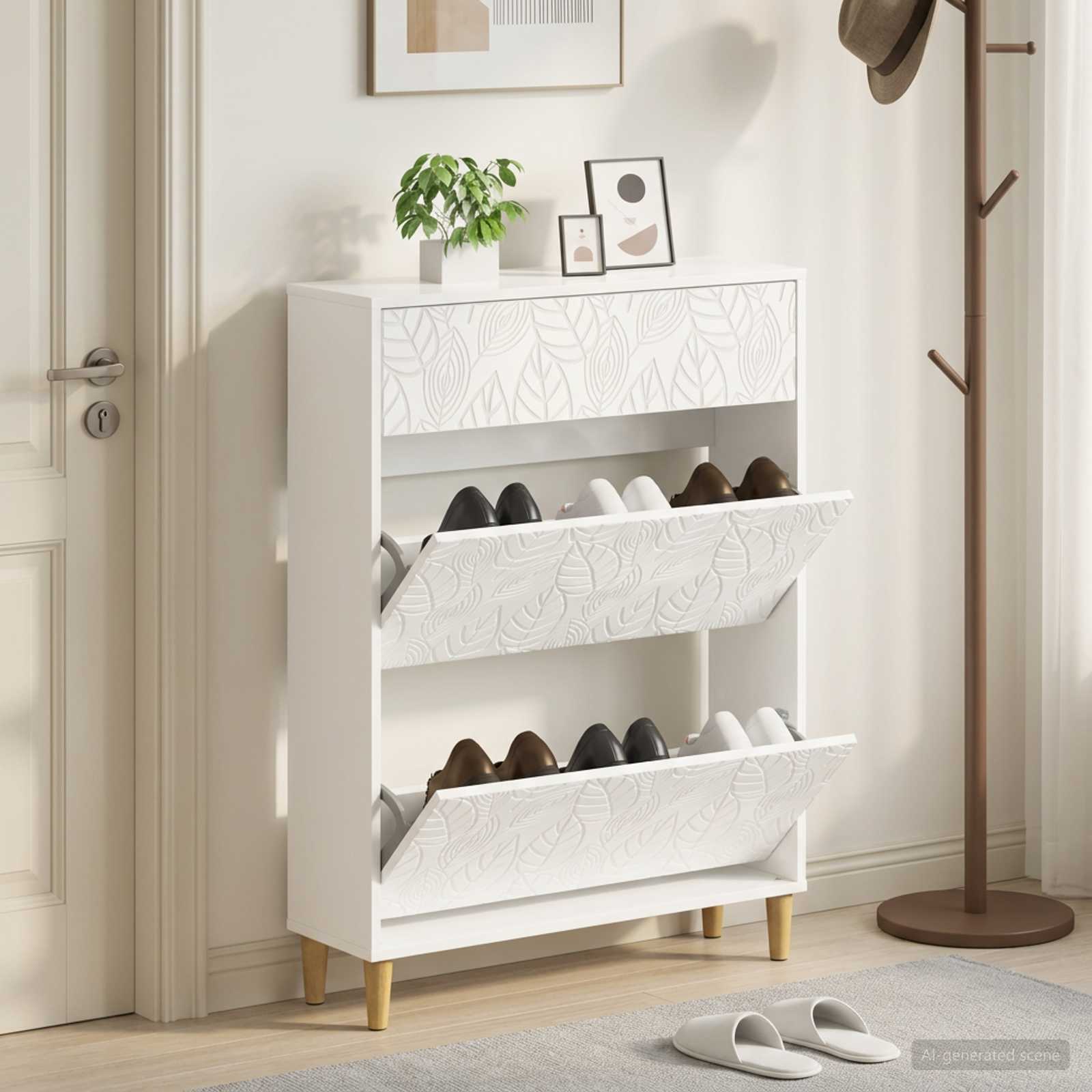 vidaXL Schoenenkast DELFT 78 x 24 x 103 cm Bewerkt hout Hoogglans Wit