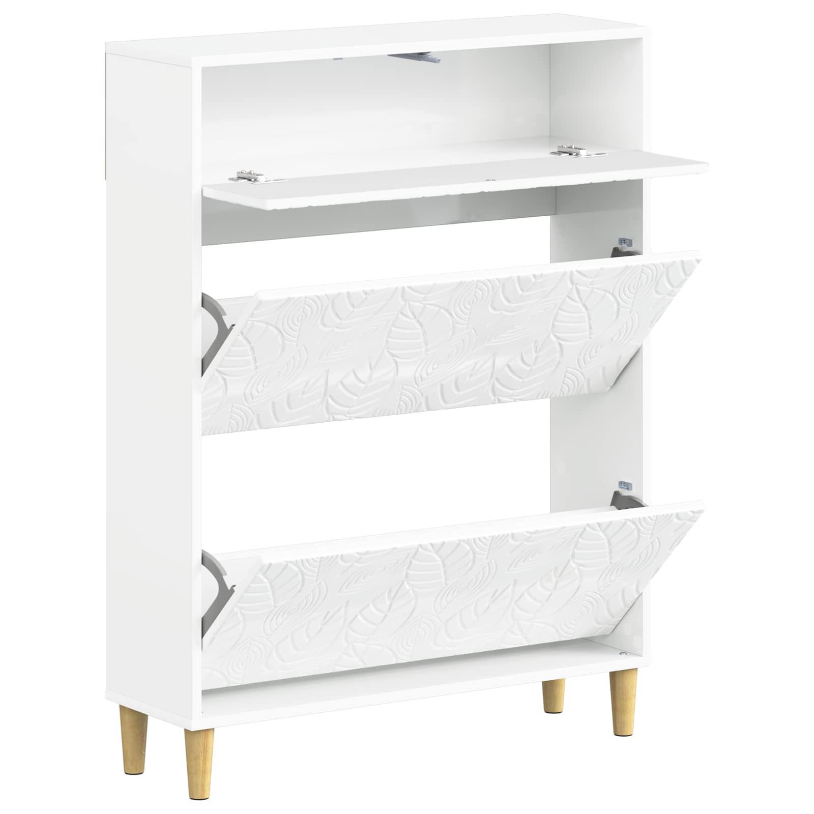 Schoenenkast DELFT 78 x 24 x 103 cm Bewerkt hout Hoogglans Wit image 2