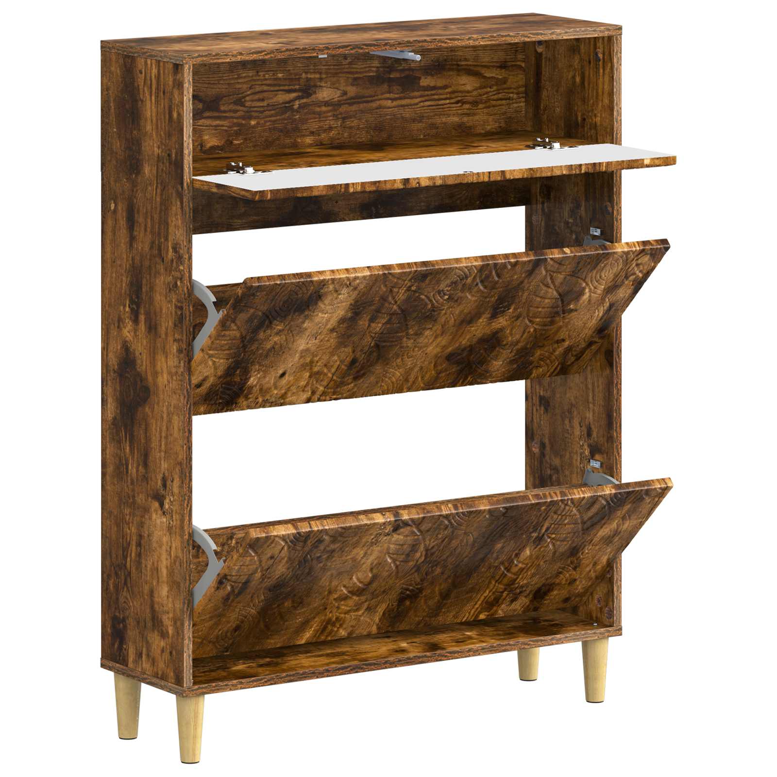 Schoenenkast DELFT 78 x 24 x 103 cm Bewerkt hout Gerookt eiken image 2