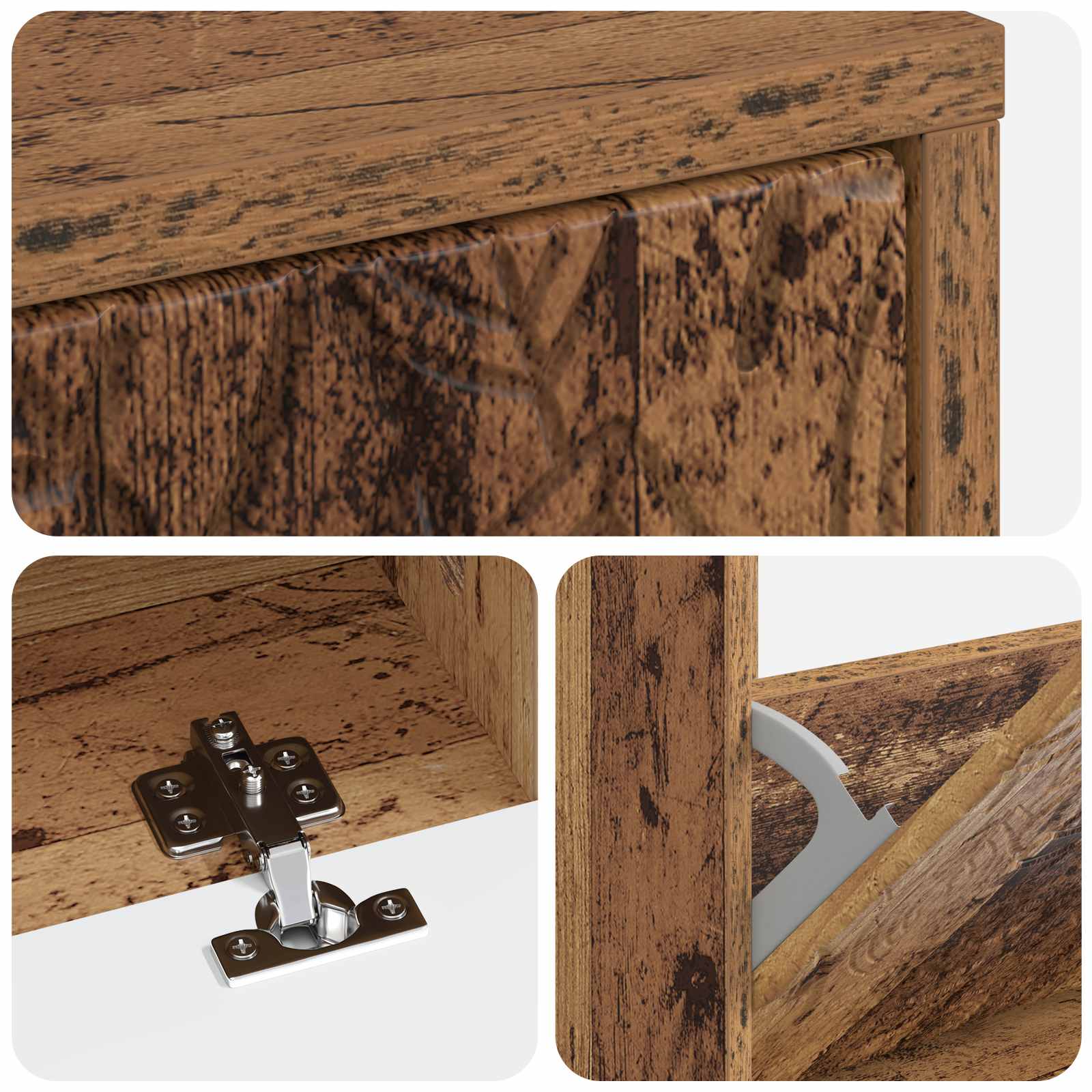 Schoenenkast DELFT 78 x 24 x 103 cm Bewerkt hout Oud hout image 6