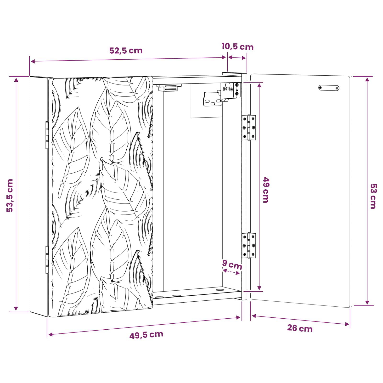 Dartbord Kabinet DELFT Artisanaal eiken 52,5 x 10,5 x 53,5 cm - Afbeelding 9