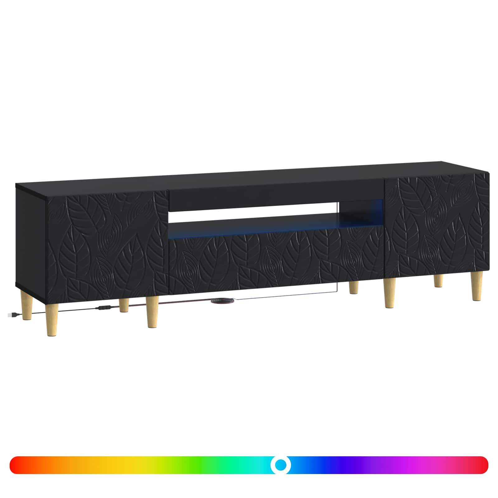 LED TV-kaappi Musta Tekninen puu - Image 2