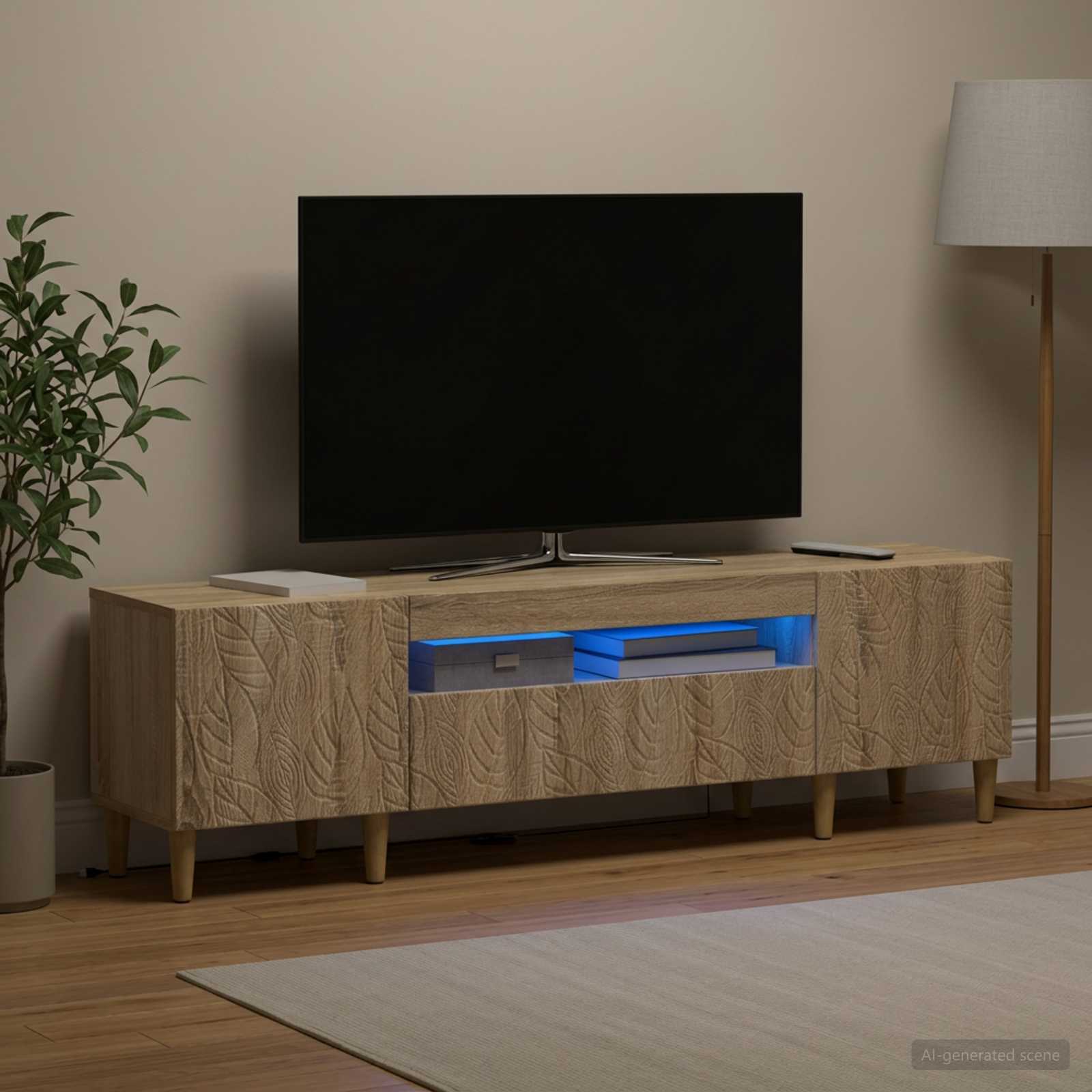 LED TV-kaappi Sonoma-tammi Tekninen puu