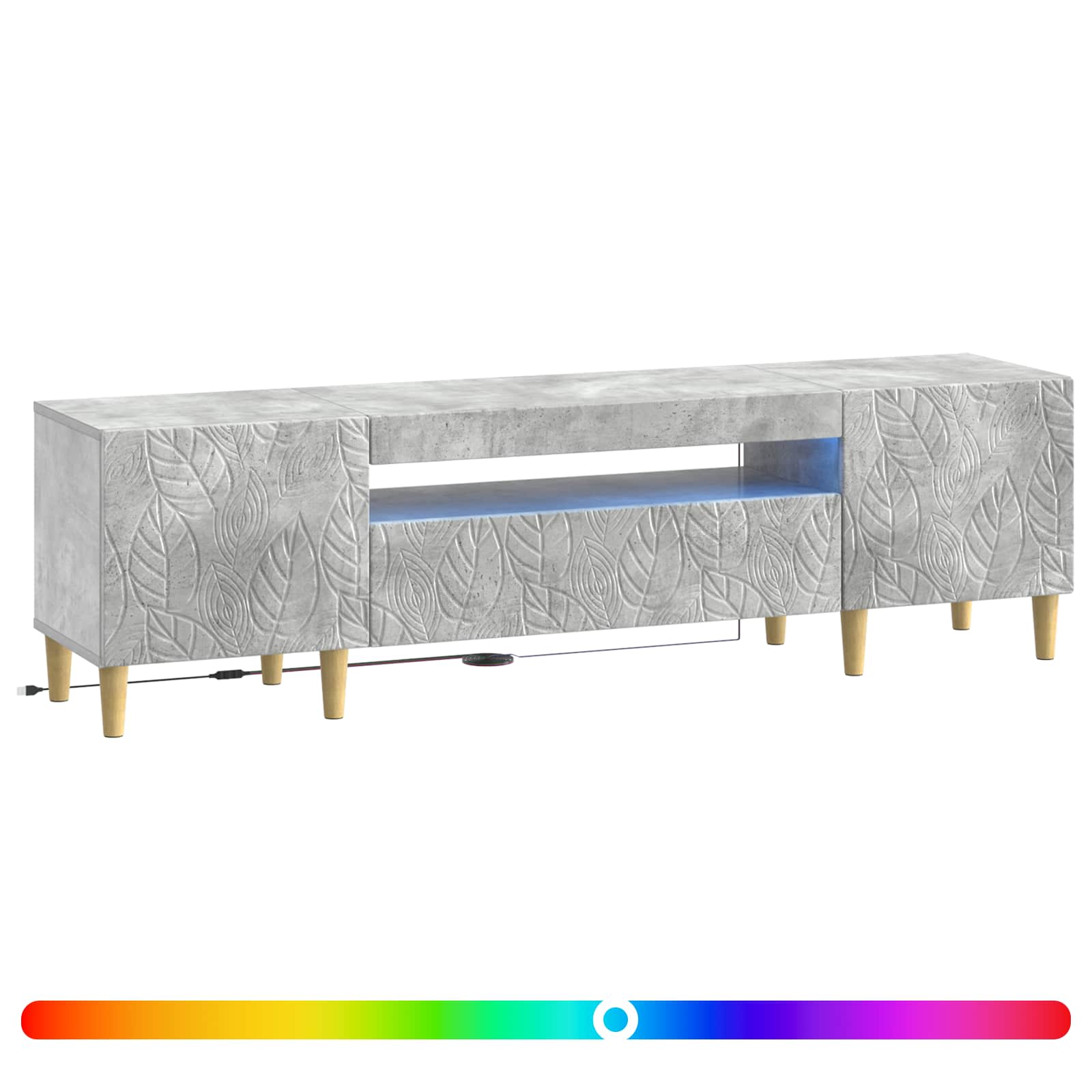 LED TV-kaappi Betoninharmaa Tekninen puu - Image 2