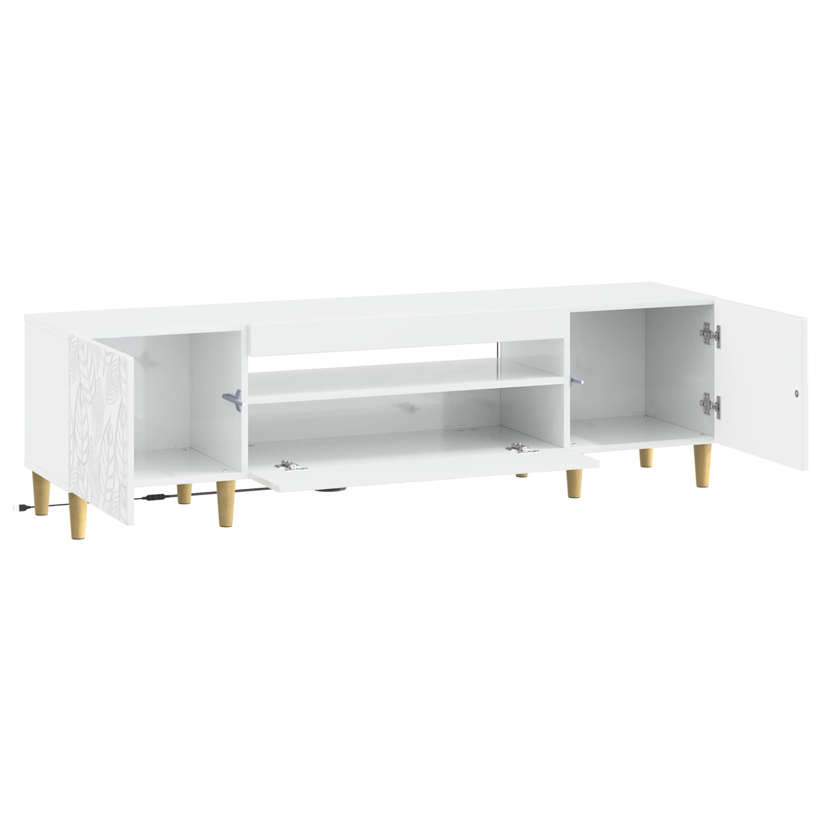 LED TV-kaappi Korkeakiiltoinen valkoinen Tekninen puu - Image 3