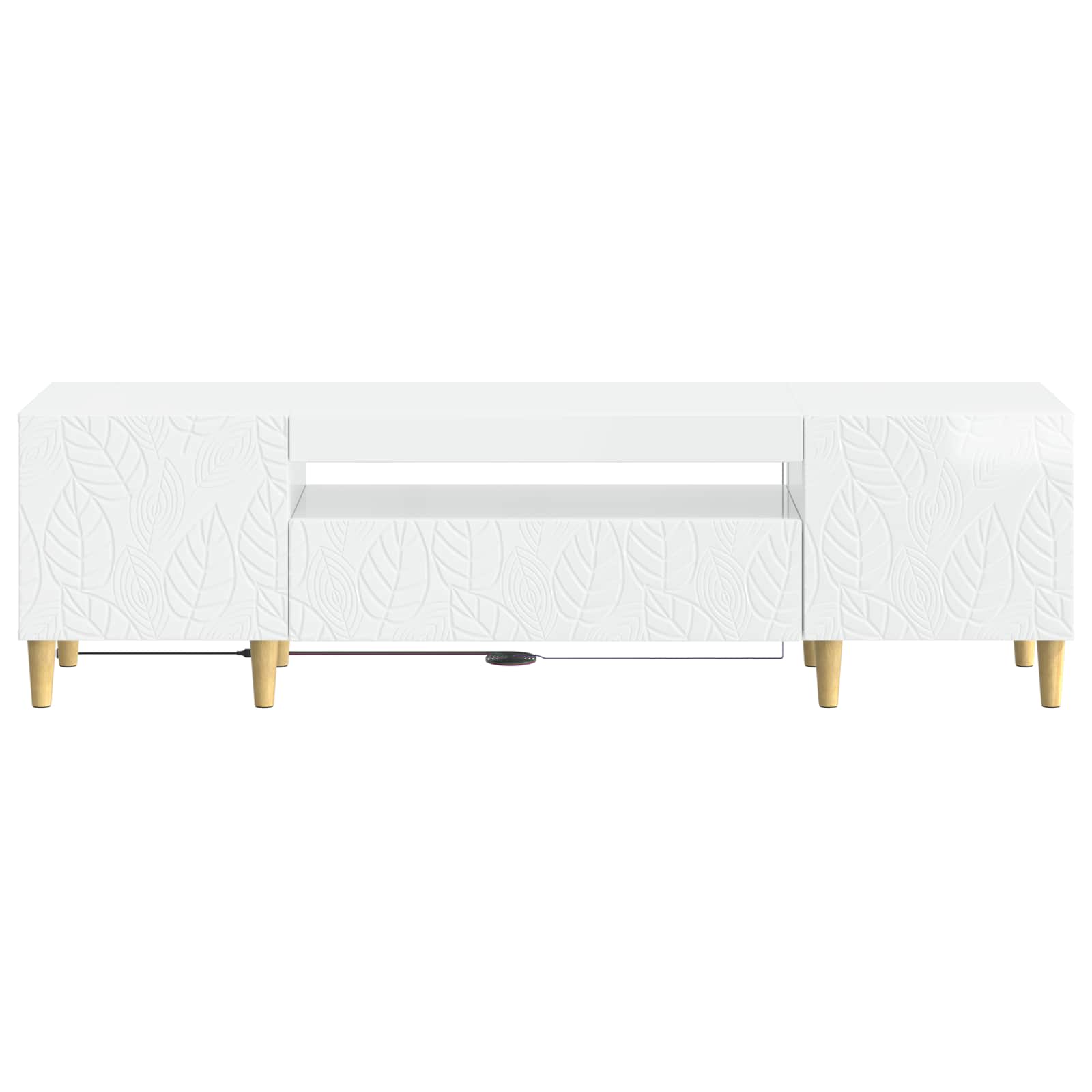 LED TV-kaappi Korkeakiiltoinen valkoinen Tekninen puu - Image 4