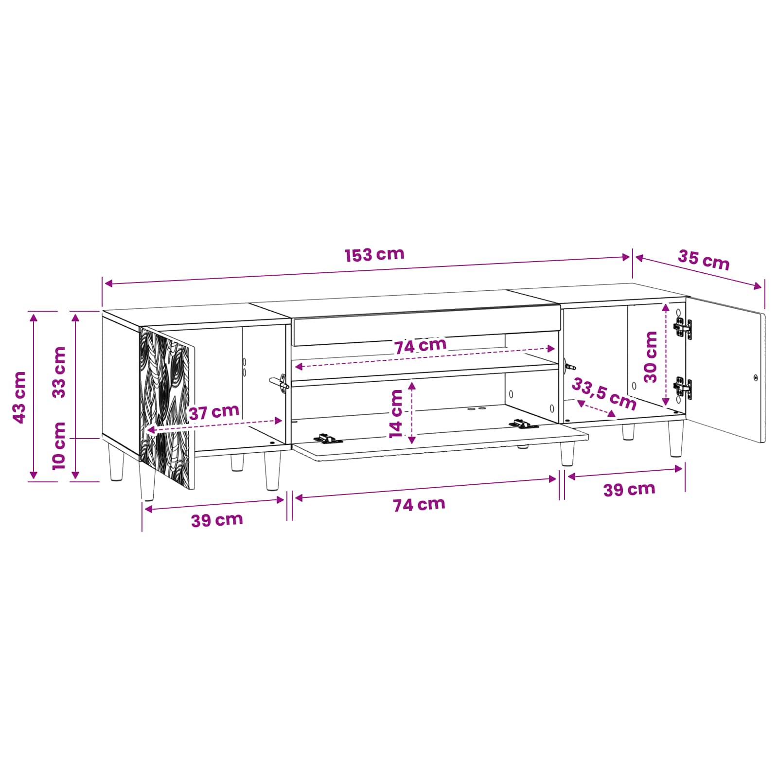 LED TV-kaappi Korkeakiiltoinen valkoinen Tekninen puu - Image 9