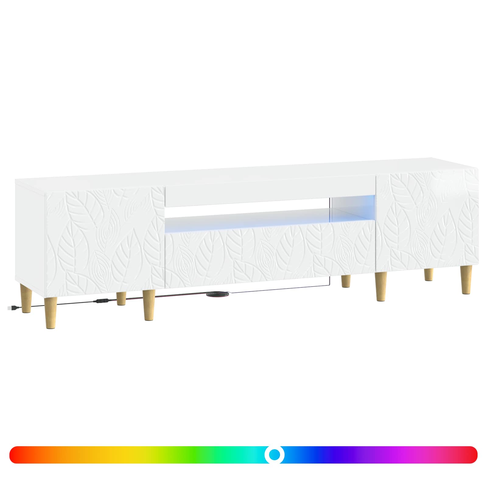 LED TV-kaappi Korkeakiiltoinen valkoinen Tekninen puu - Image 2