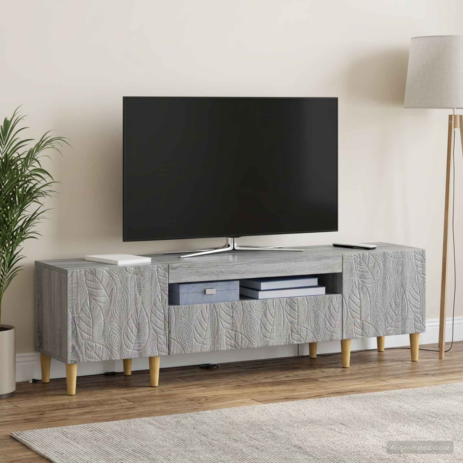 LED TV-kaappi Harmaa Sonoma Tekninen puu