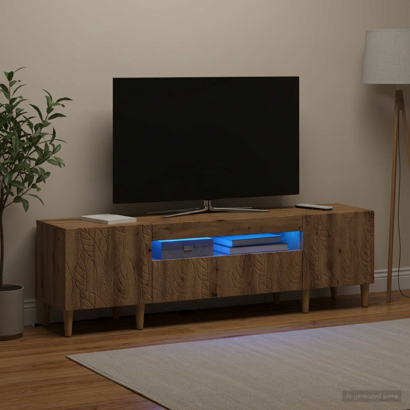 LED TV-kaappi Artisaanitammi Tekninen puu