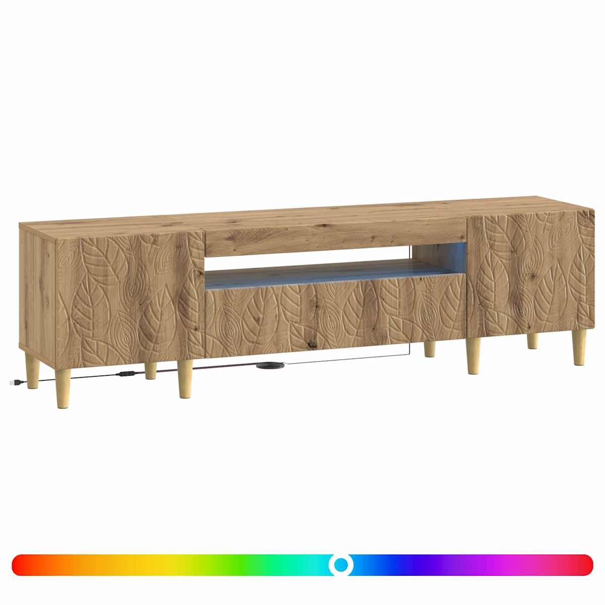LED TV-skab DELFT 153 x 35 x 43 cm Konstrueret træ - Billede 3