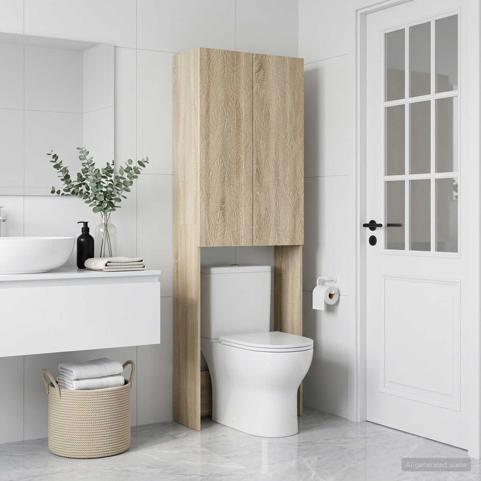 vidaXL Toalett skåp DELFT Sonoma-ek 66 x 25,5 x 190 cm Konstruerat trä